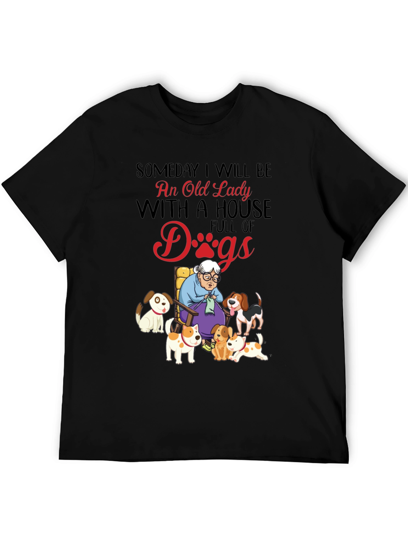 Old Lady With Dogs Graphic T-Shirt