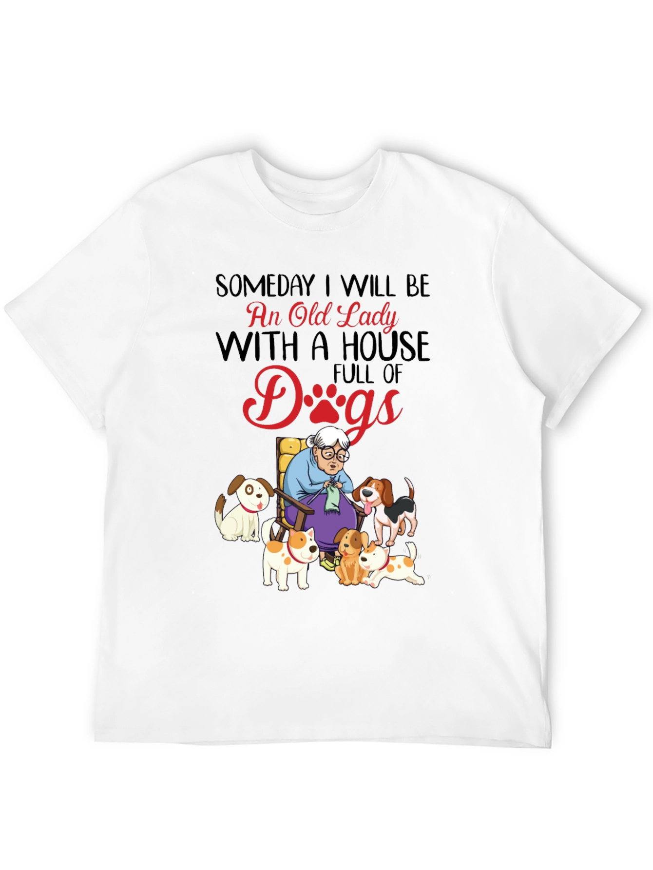 Old Lady With Dogs Graphic T-Shirt