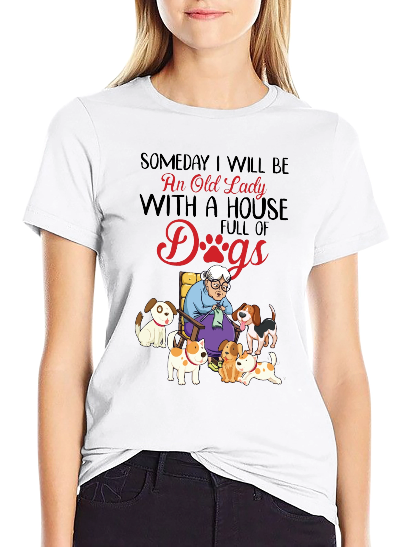 Old Lady With Dogs Graphic T-Shirt