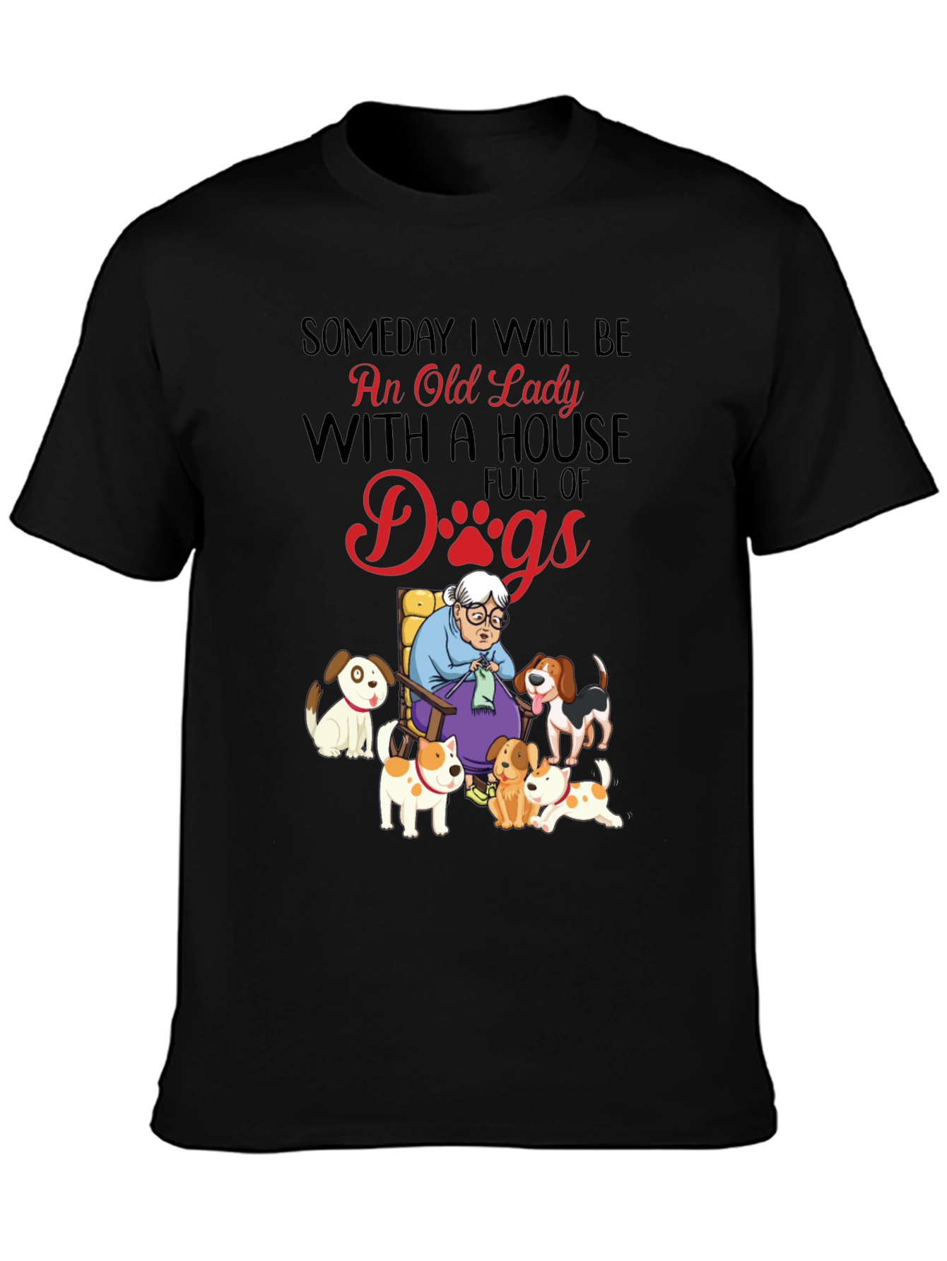 Old Lady With Dogs Graphic T-Shirt
