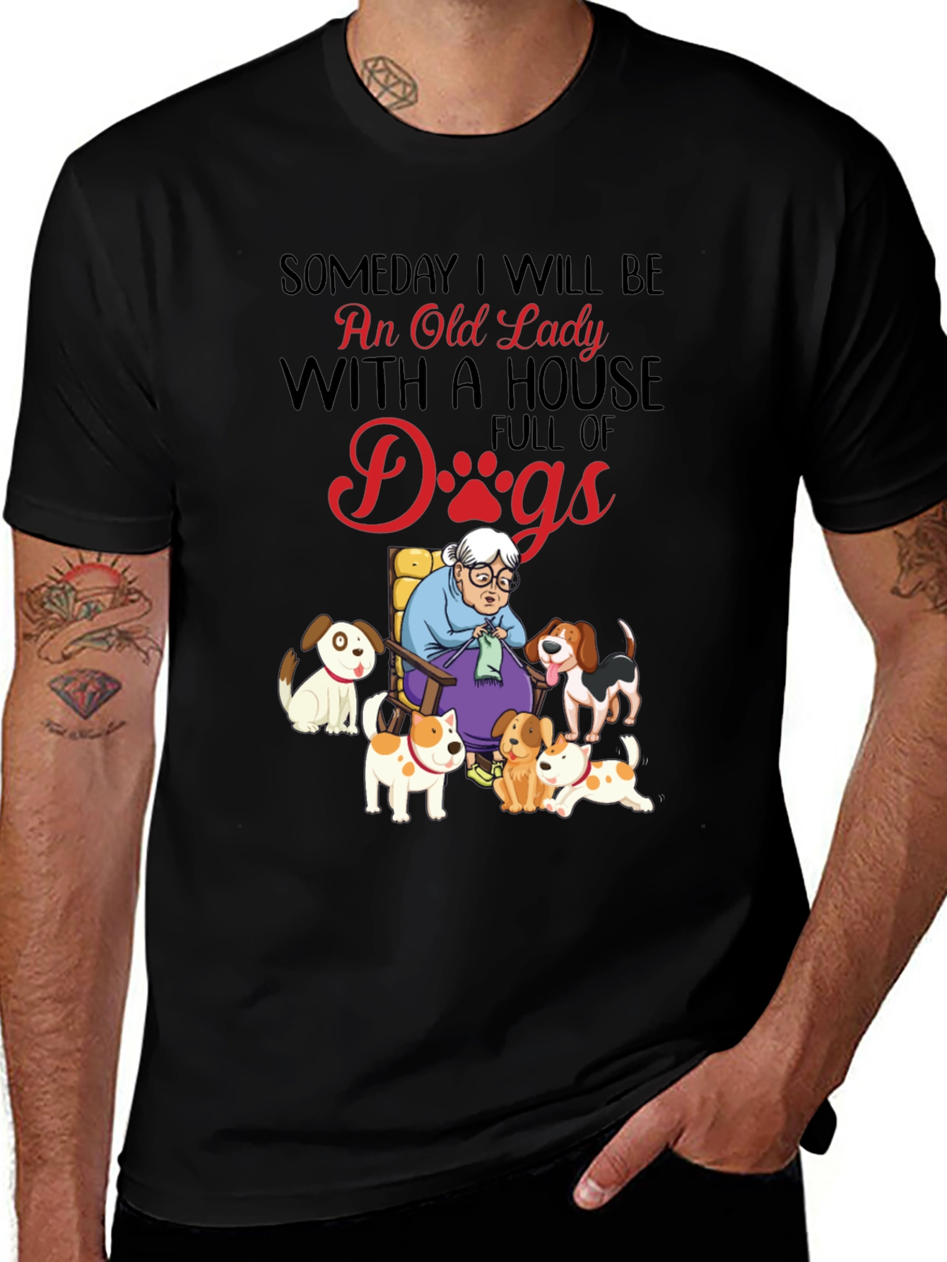 Old Lady With Dogs Graphic T-Shirt