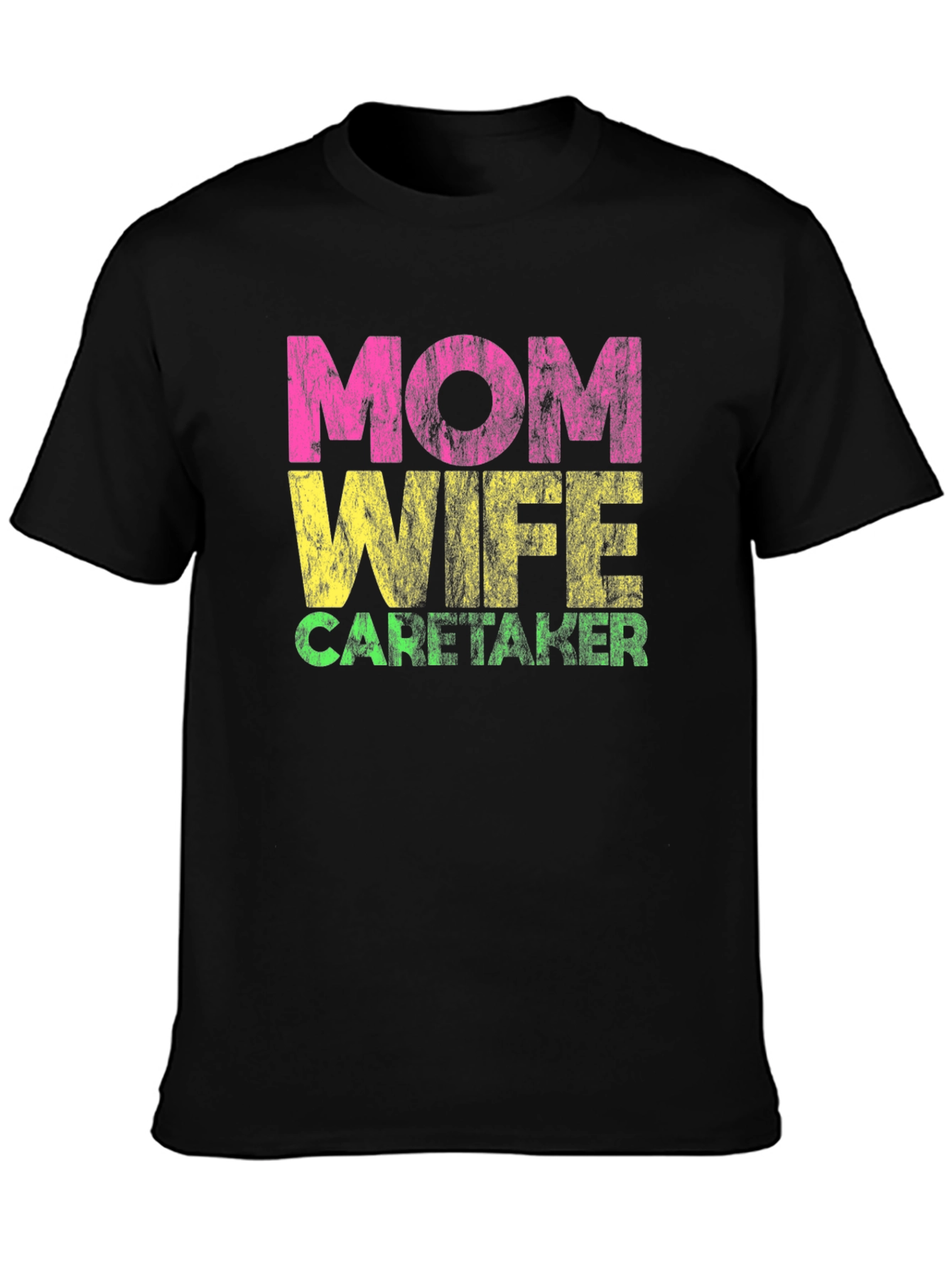 Mom Wife Caretaker Graphic Tee - Black