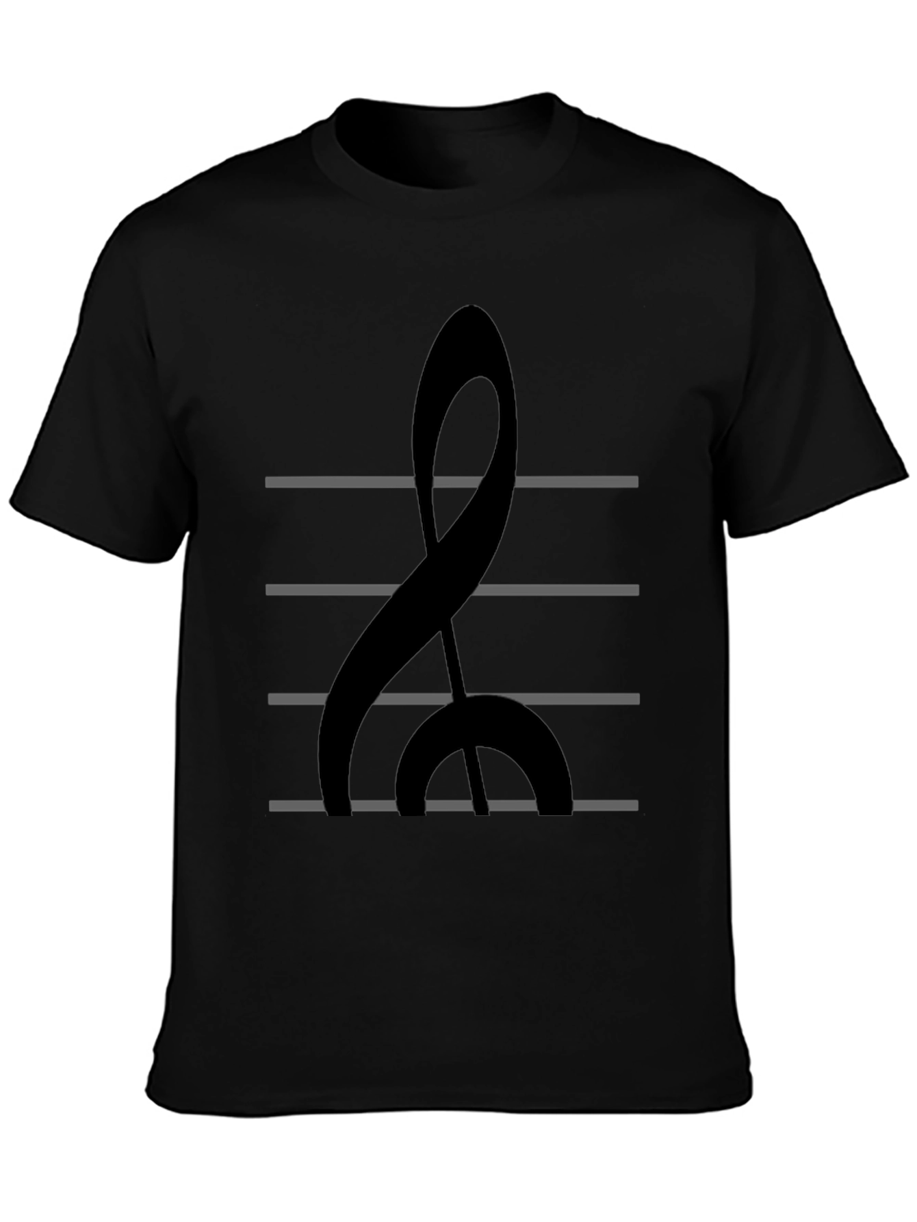Musical Treble Clef Graphic Tee - Black Cotton Shirt