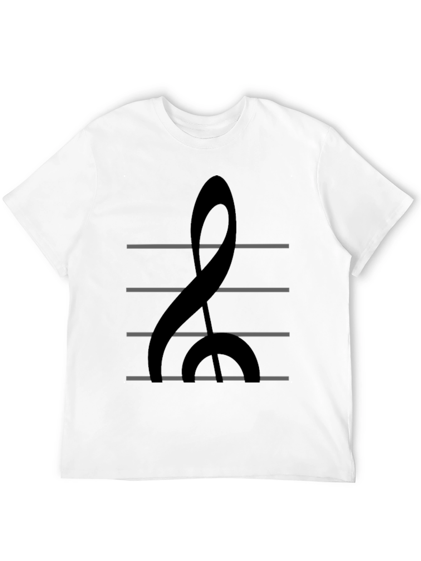 Musical Treble Clef Graphic Tee - Black Cotton Shirt