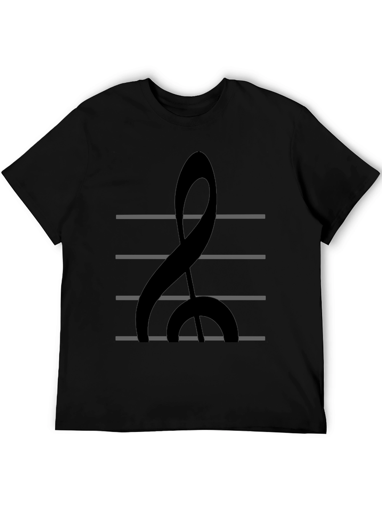 Musical Treble Clef Graphic Tee - Black Cotton Shirt