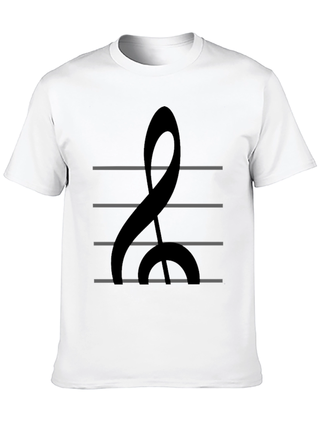 Musical Treble Clef Graphic Tee - Black Cotton Shirt