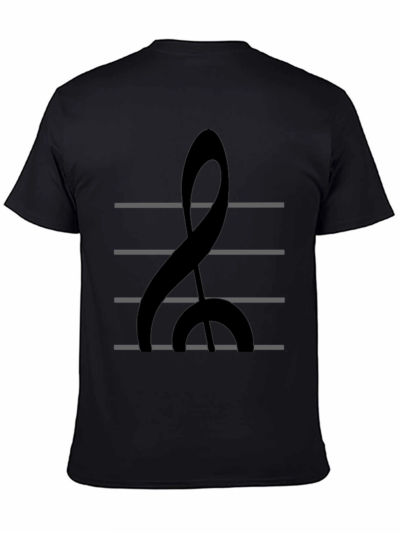 Musical Treble Clef Graphic Tee - Black Cotton Shirt