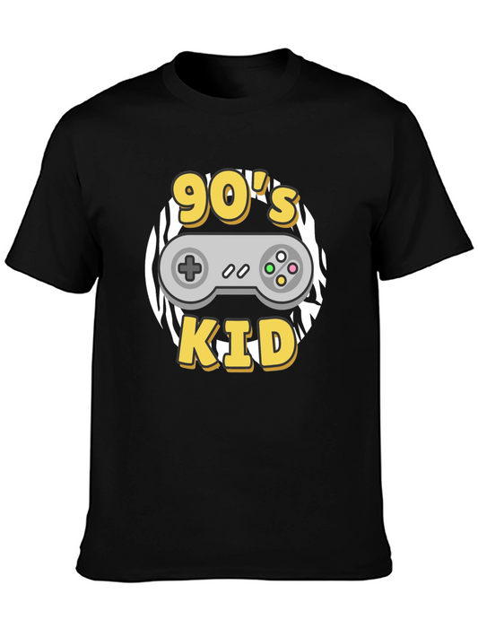 90s Kid Black T-Shirt with Game Controller