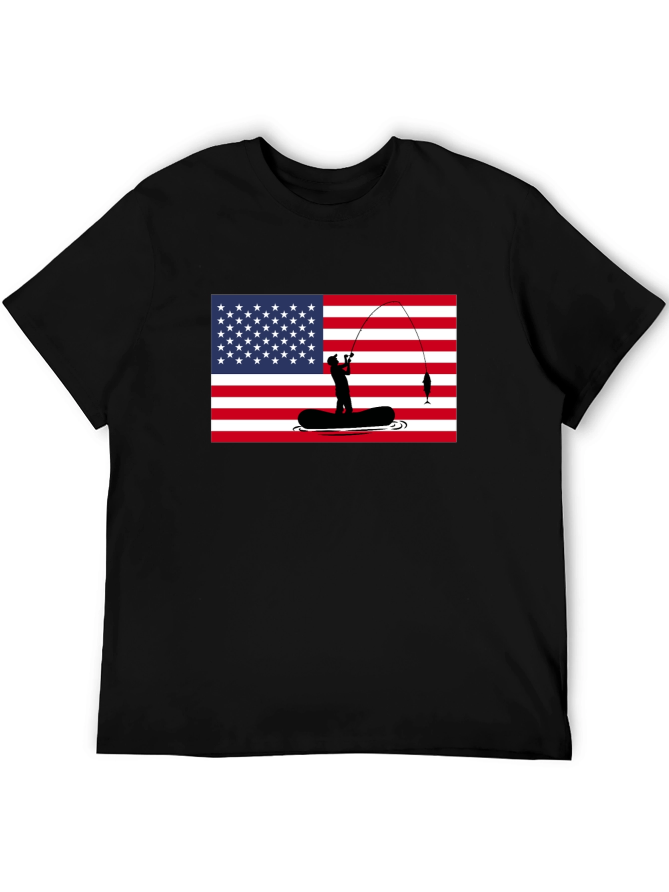 American Flag Fishing T-Shirt - Patriotic Angler