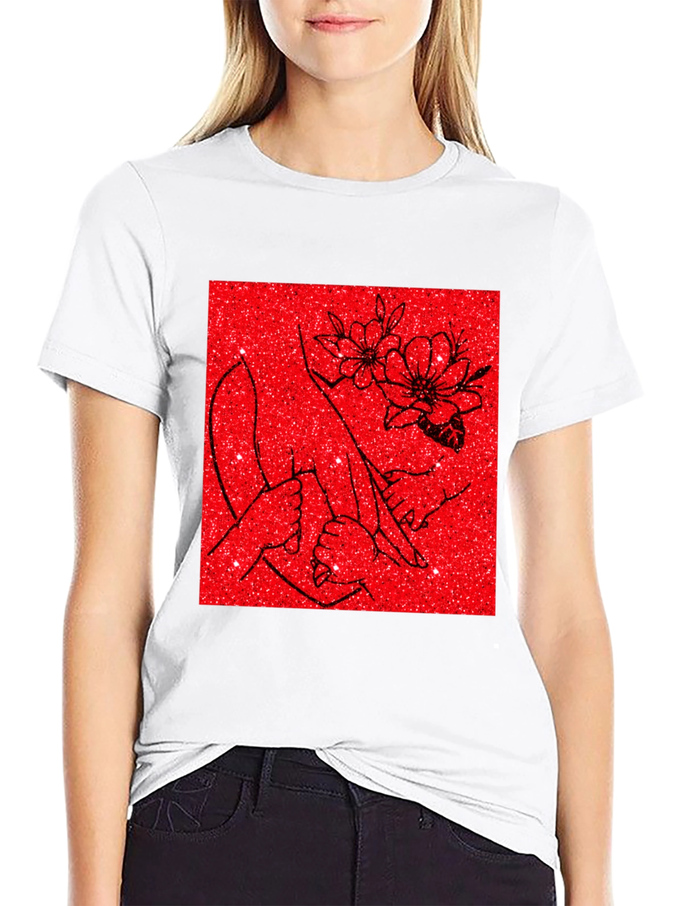 Floral Hand Graphic Tee - Stylish Comfort