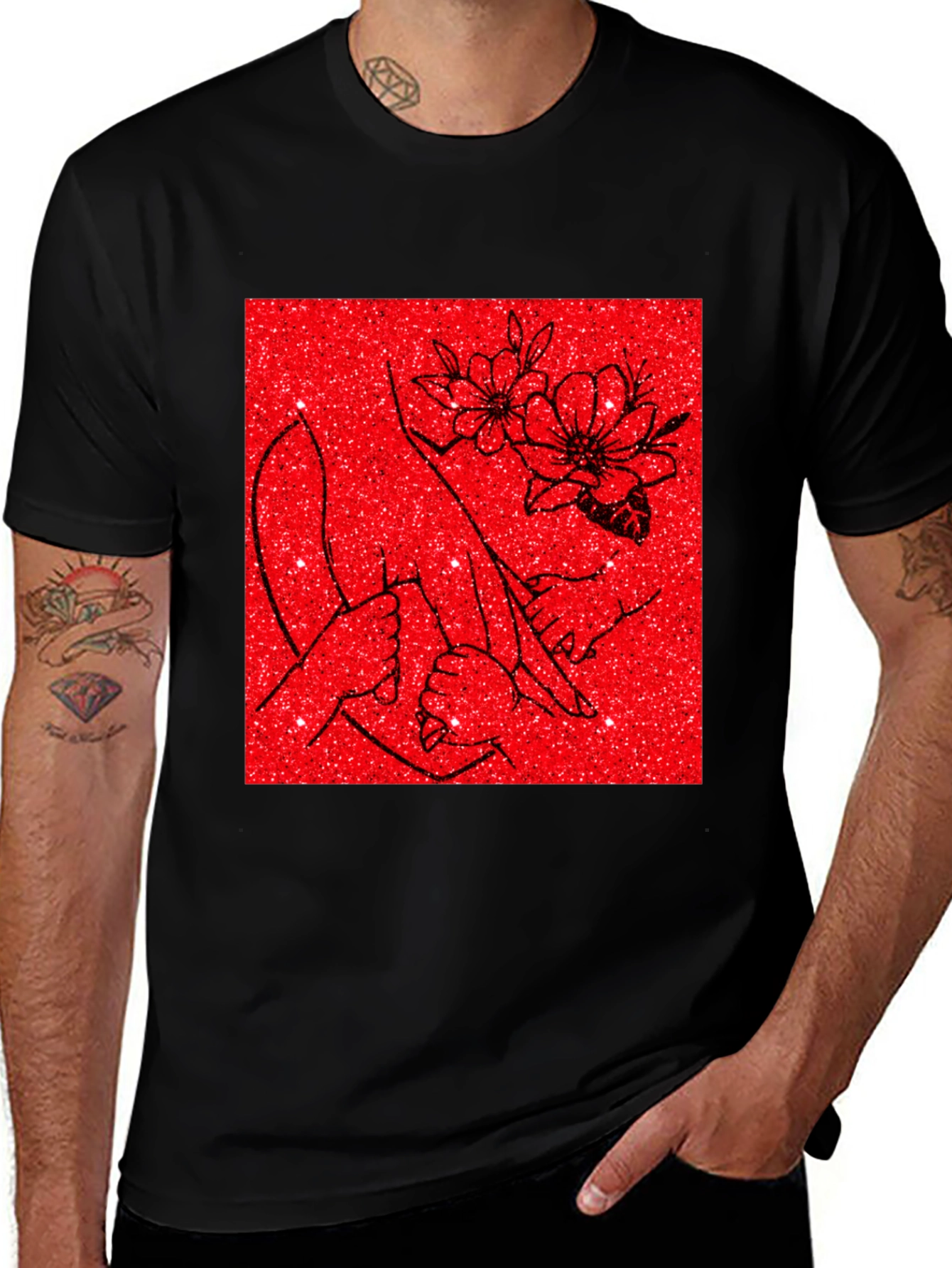 Floral Hand Graphic Tee - Stylish Comfort