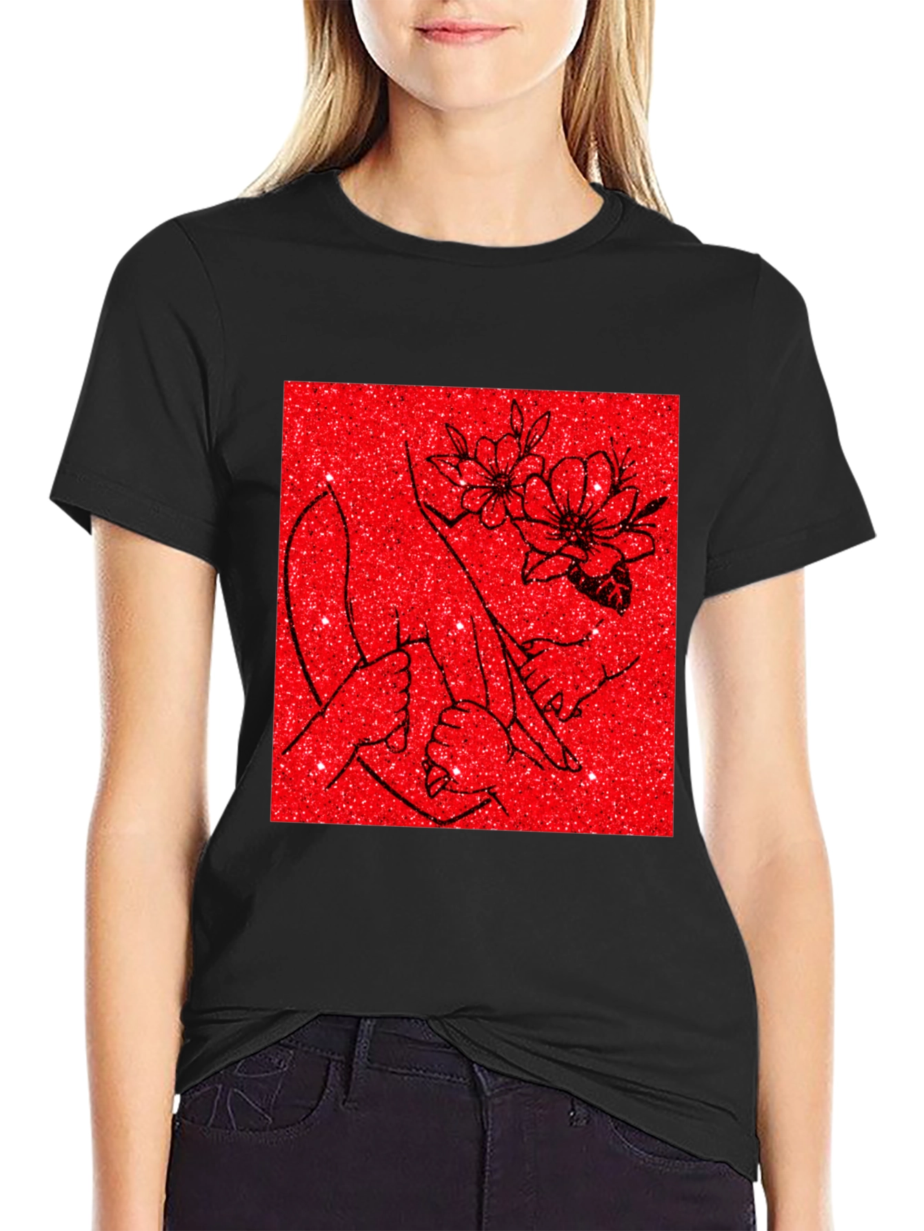 Floral Hand Graphic Tee - Stylish Comfort