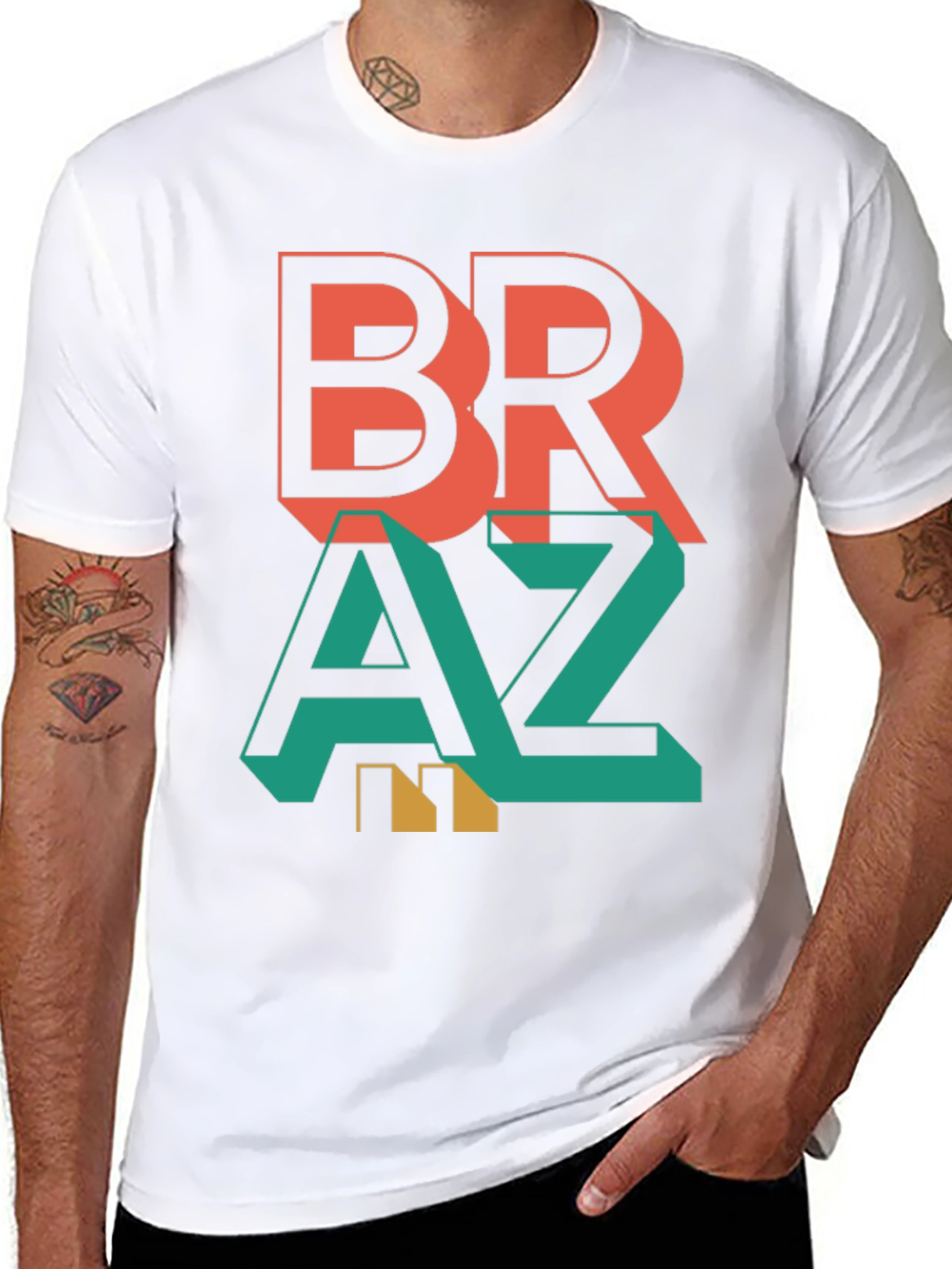 Stylish Braz Tee - Bold Graphic Print T-Shirt