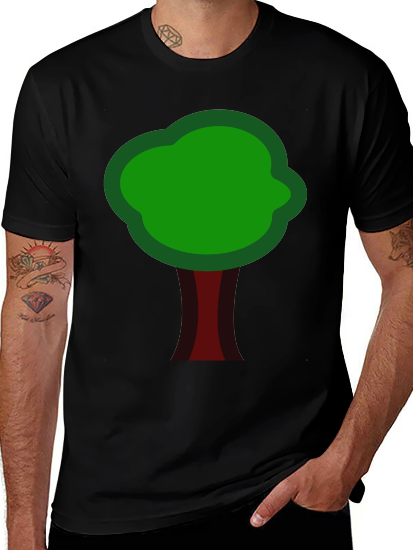 Nature Inspired Tree Graphic Tee - Black