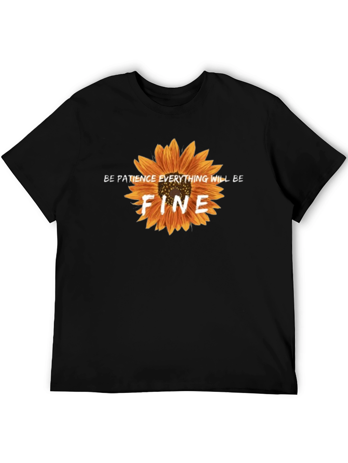 Be Patience Sunflower Black Graphic T-Shirt