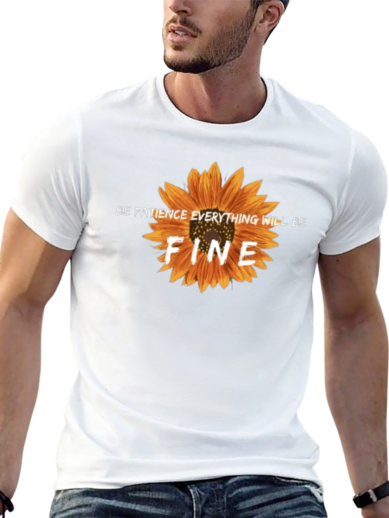 Be Patience Sunflower Black Graphic T-Shirt