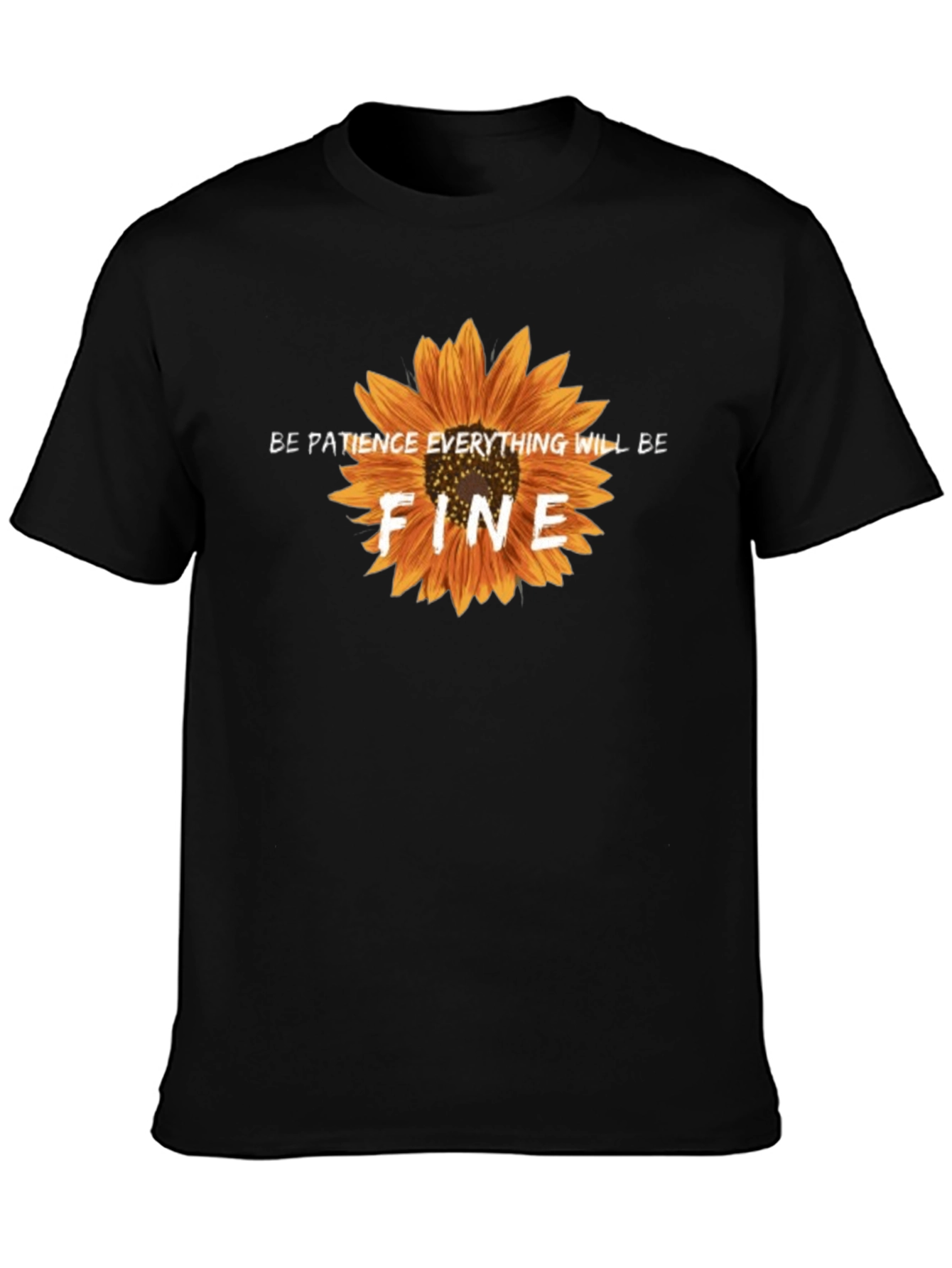 Be Patience Sunflower Black Graphic T-Shirt