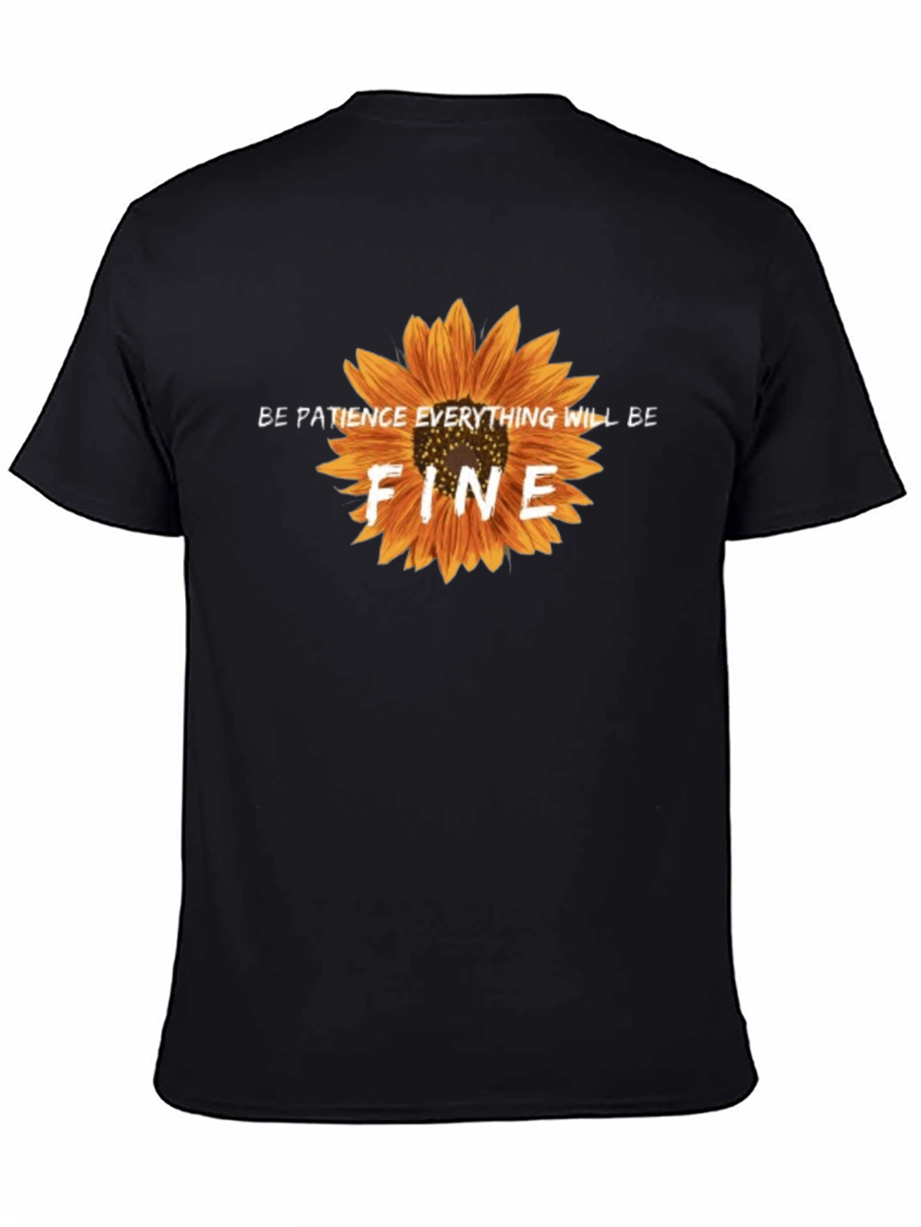 Be Patience Sunflower Black Graphic T-Shirt