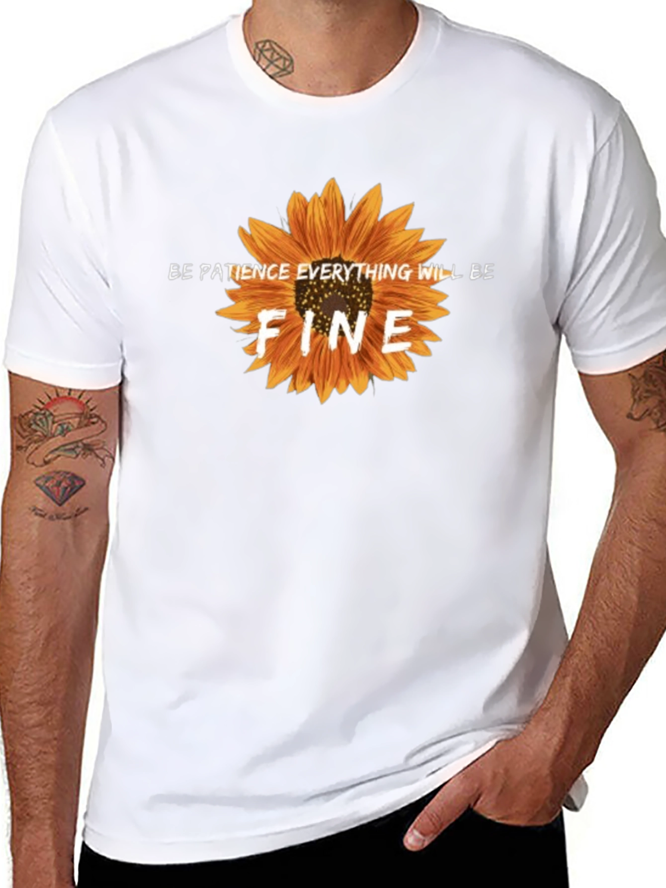 Be Patience Sunflower Black Graphic T-Shirt