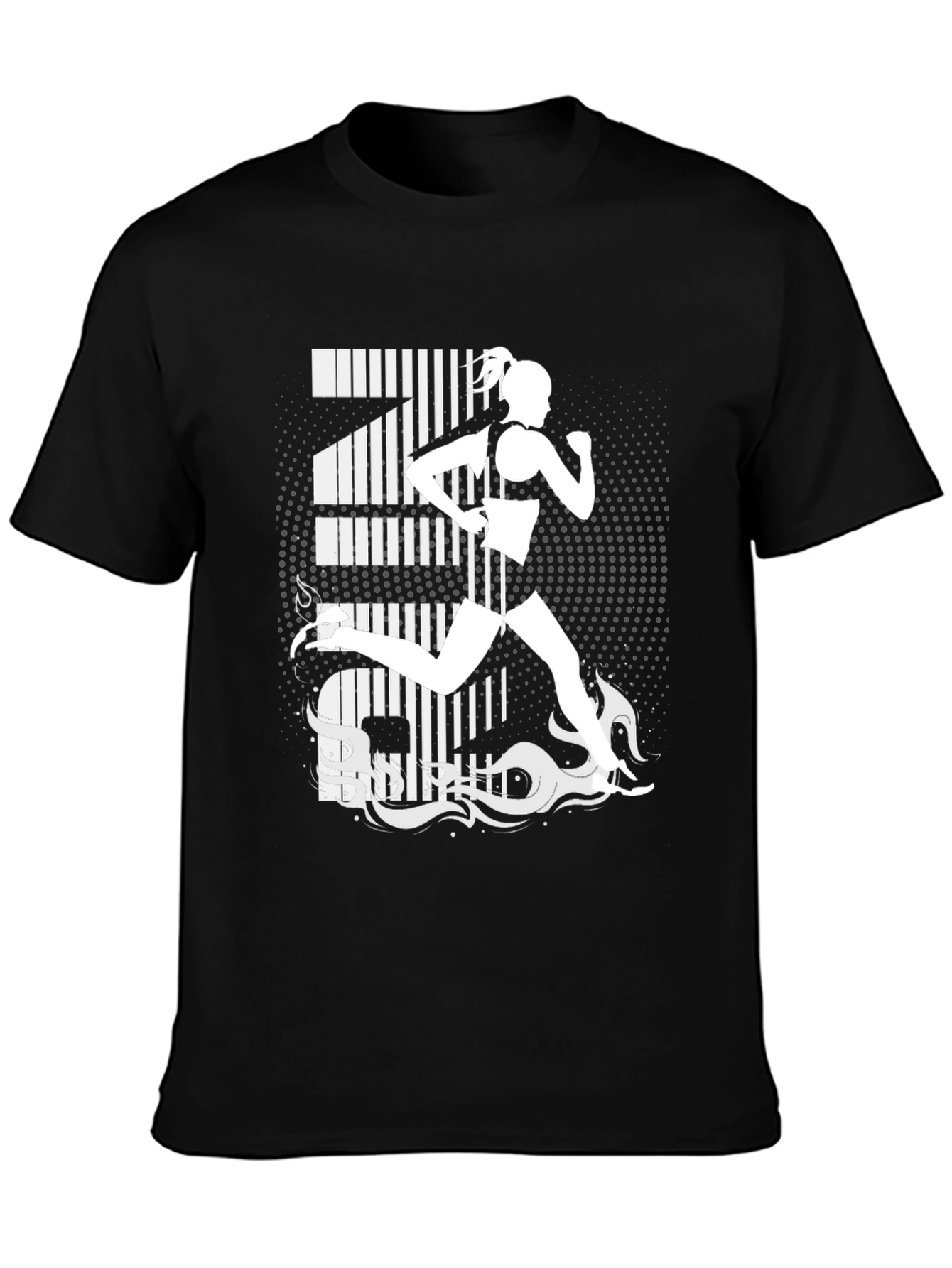 Runner Graphic Tee - Black Cotton T-Shirt