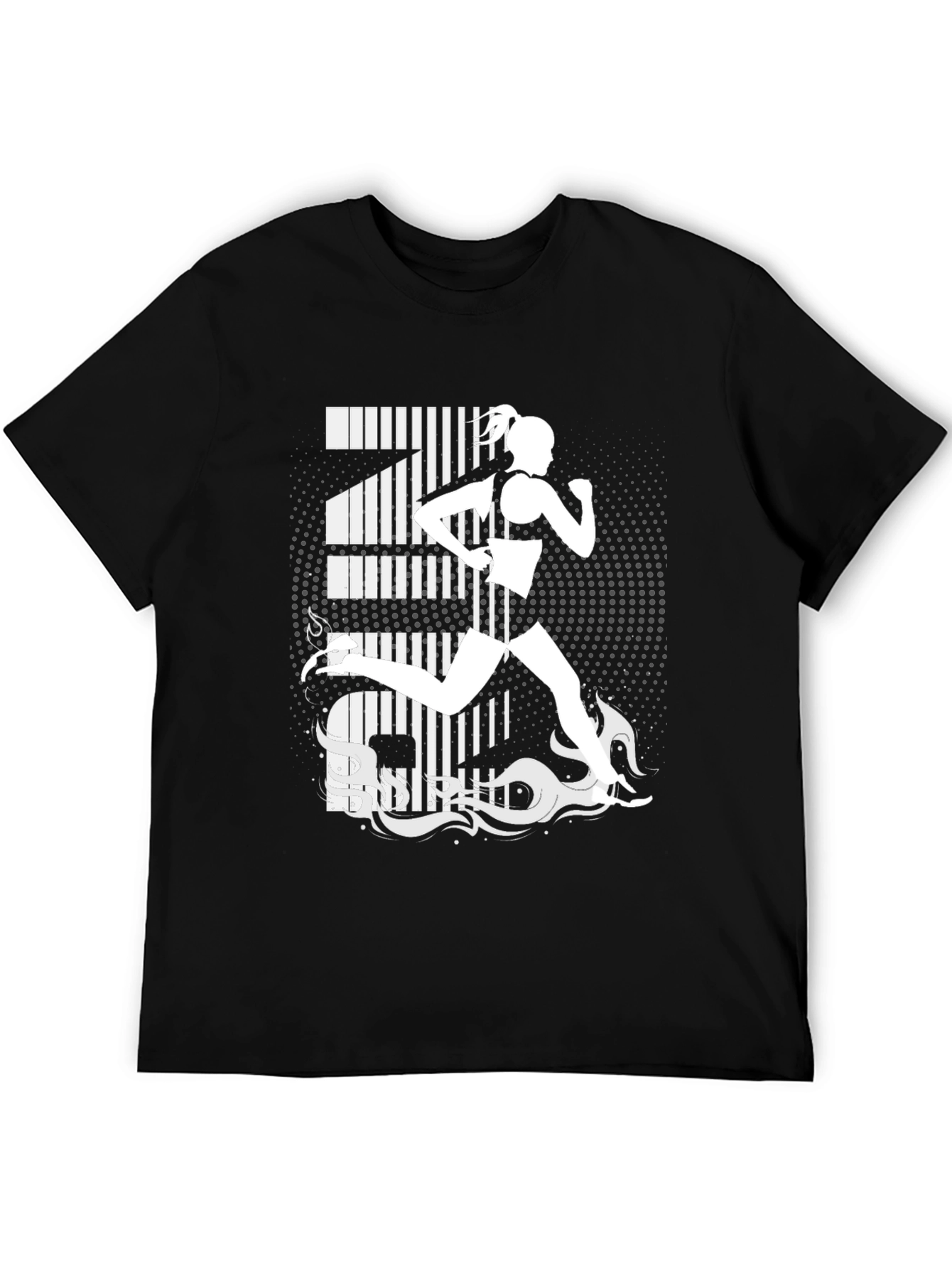 Runner Graphic Tee - Black Cotton T-Shirt