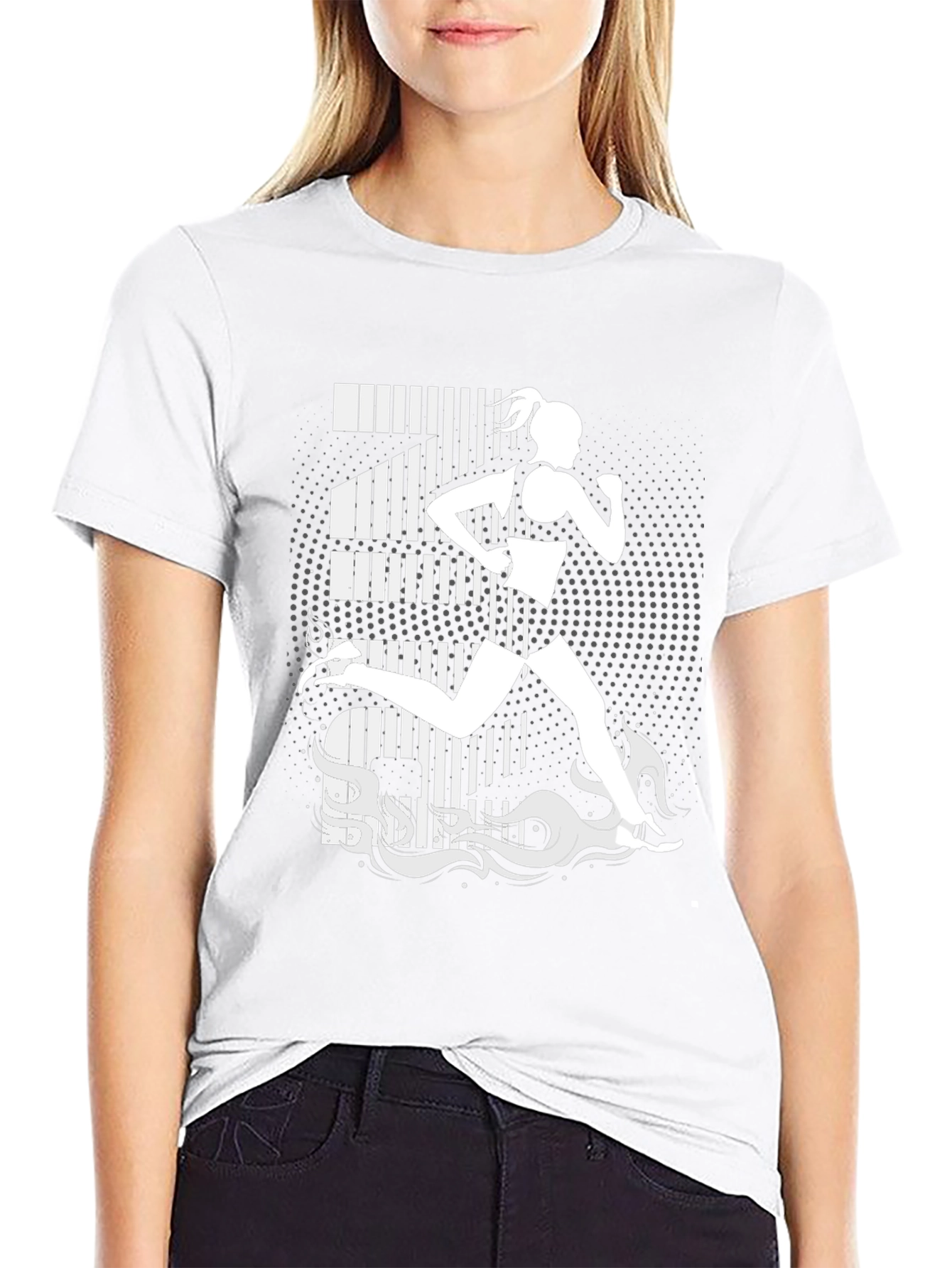 Runner Graphic Tee - Black Cotton T-Shirt
