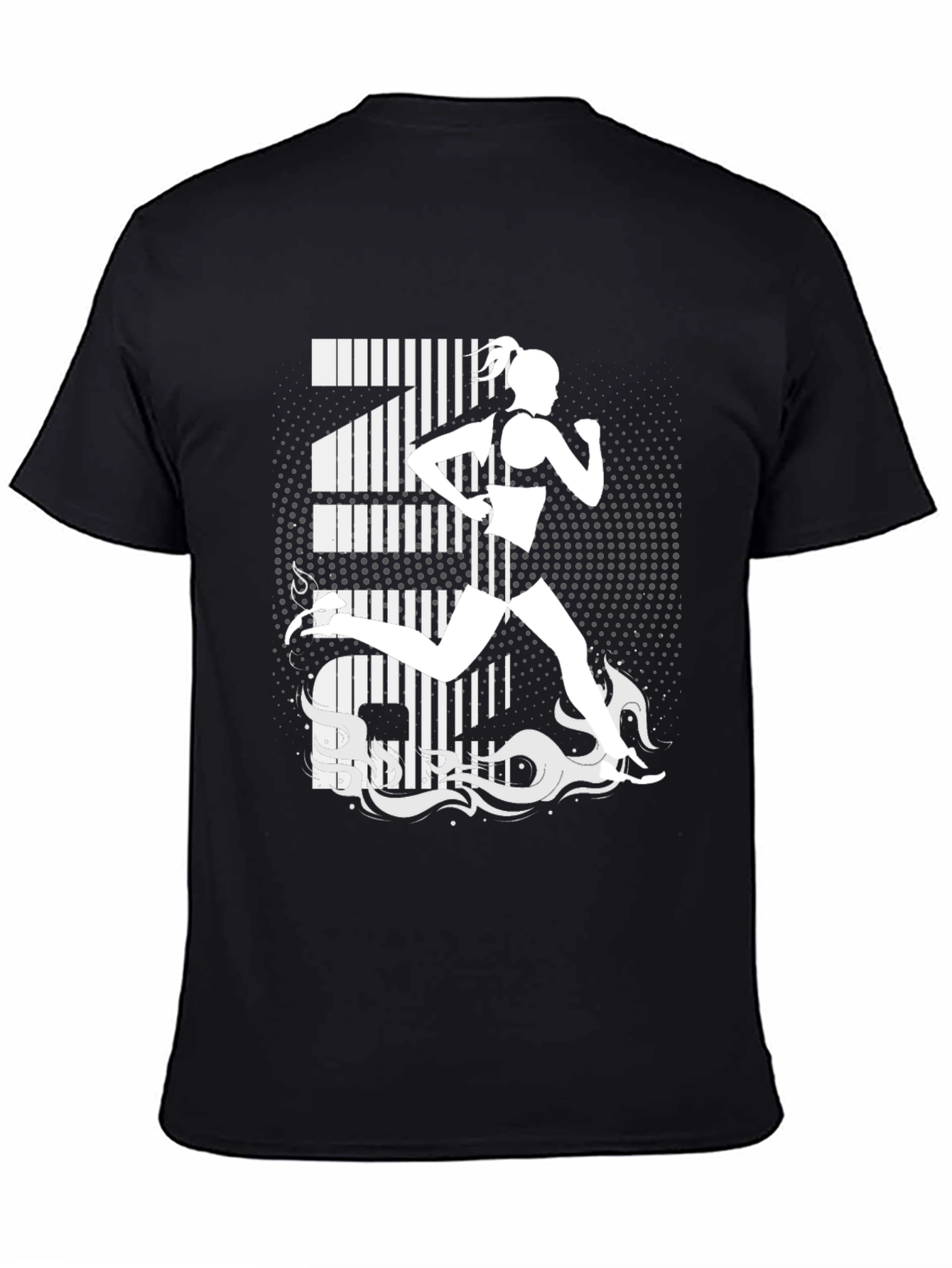 Runner Graphic Tee - Black Cotton T-Shirt