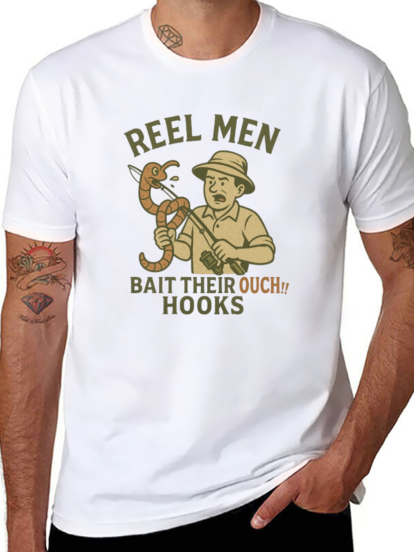 Reel Men Bait Their Ouch! Hooks T-Shirt