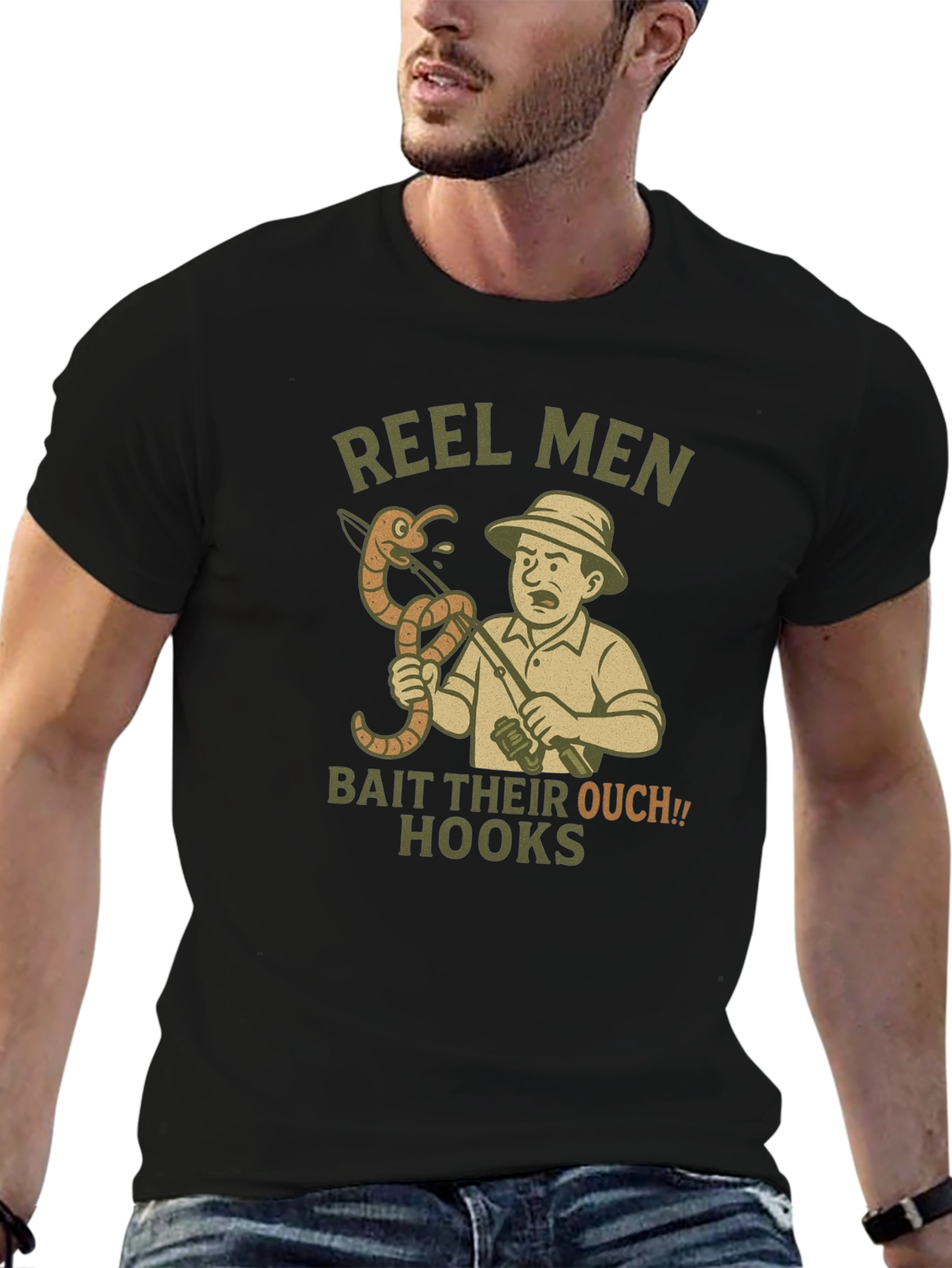 Reel Men Bait Their Ouch! Hooks T-Shirt