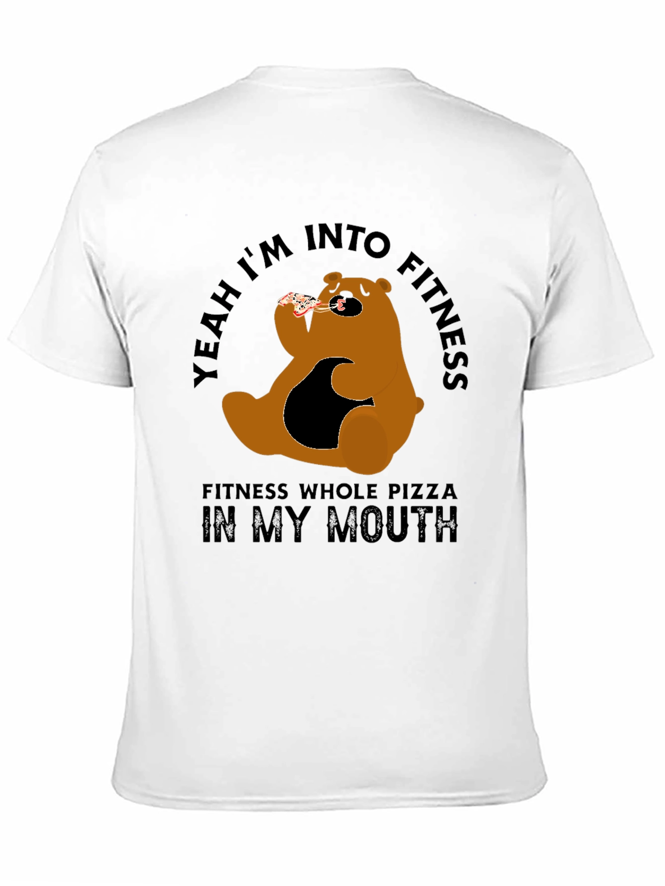 Funny Pizza Bear Fitness T-Shirt - Casual Graphic Tee