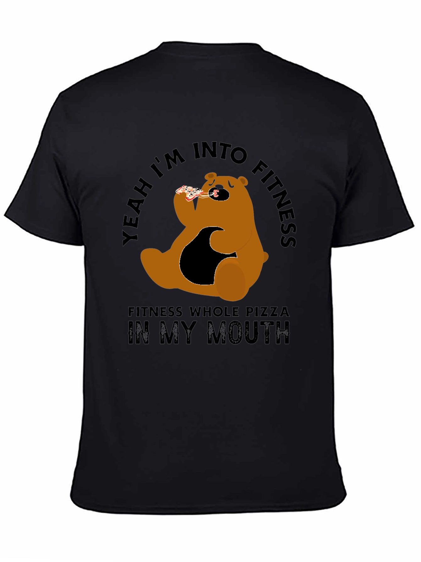 Funny Pizza Bear Fitness T-Shirt - Casual Graphic Tee