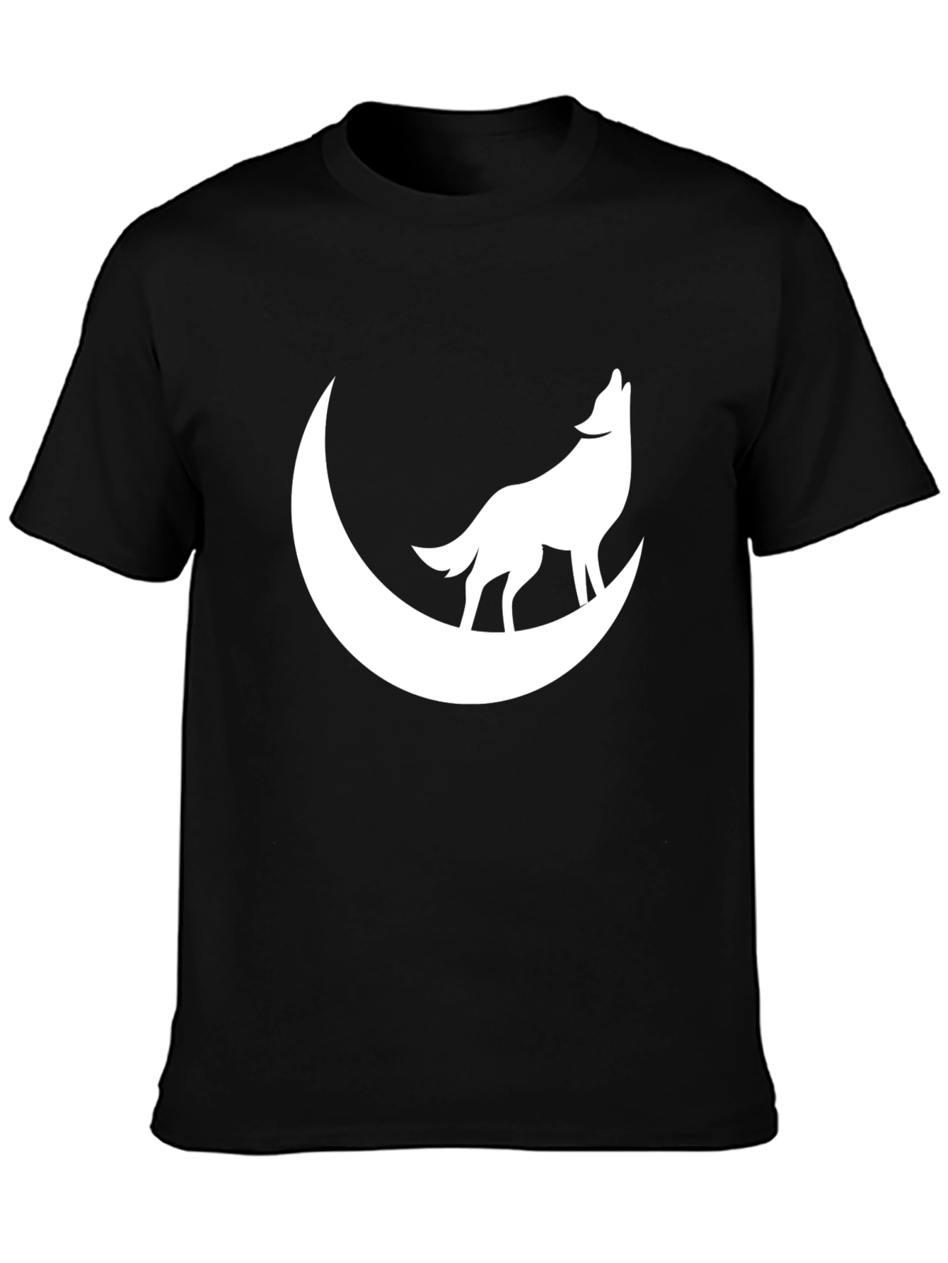 Wolf Howling at Moon Graphic T-Shirt - Black