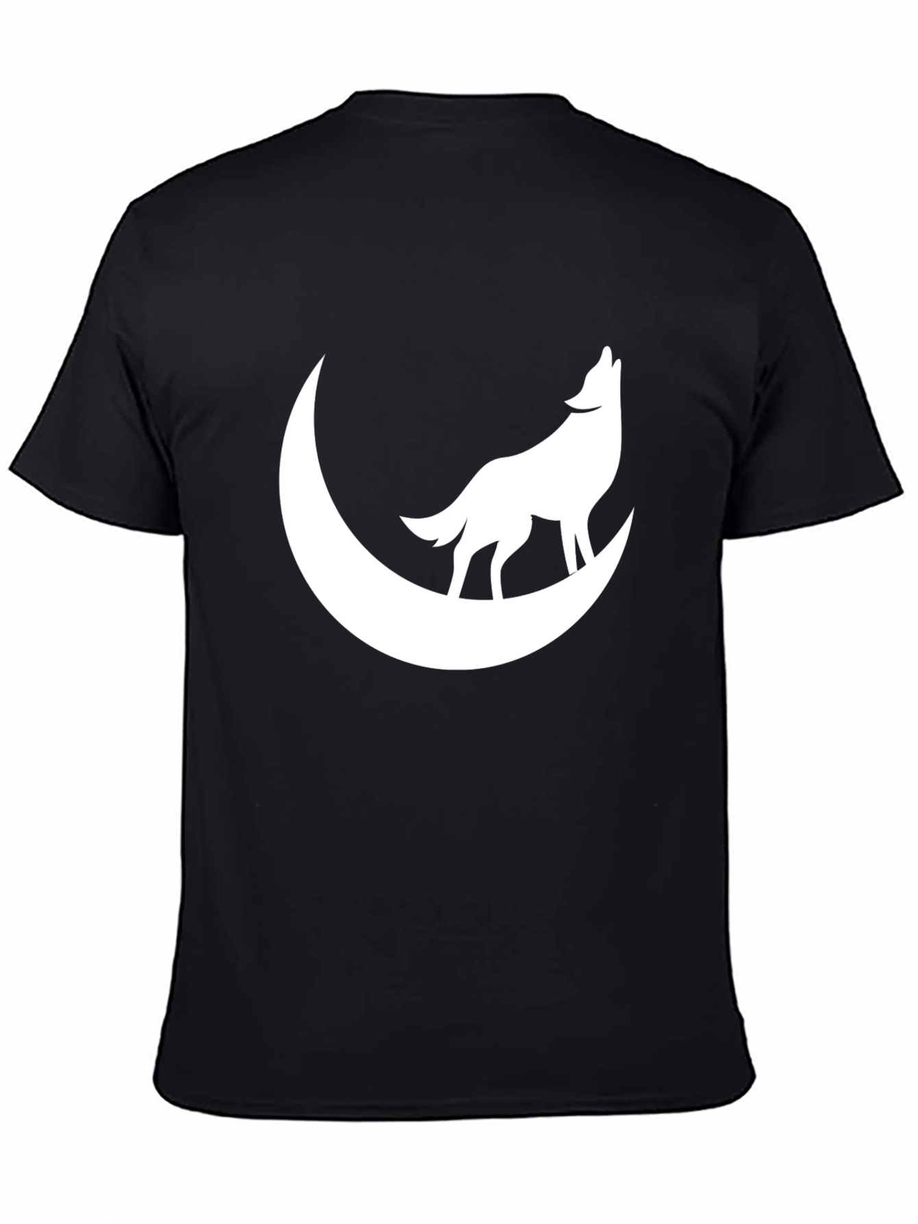 Wolf Howling at Moon Graphic T-Shirt - Black