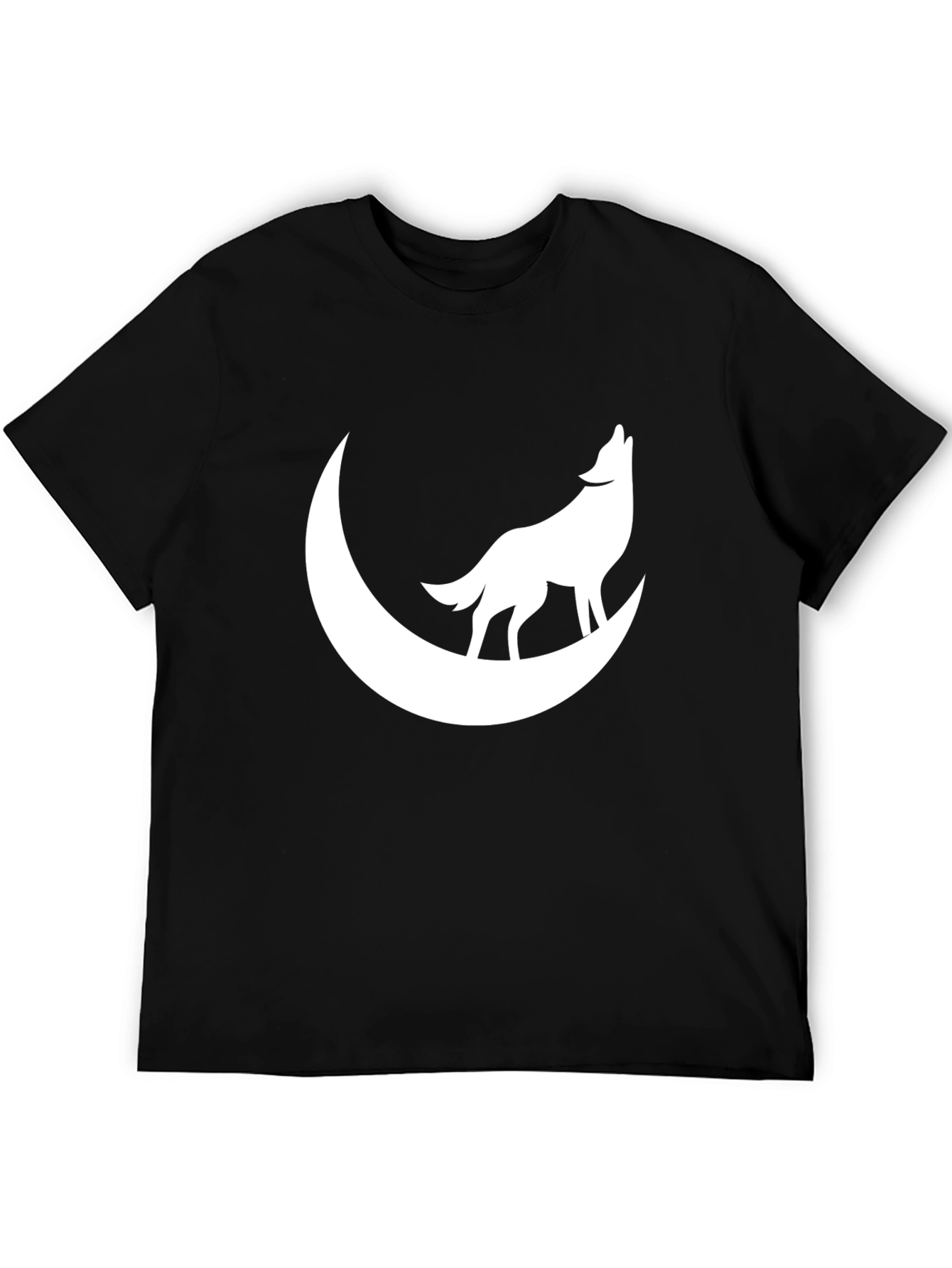 Wolf Howling at Moon Graphic T-Shirt - Black