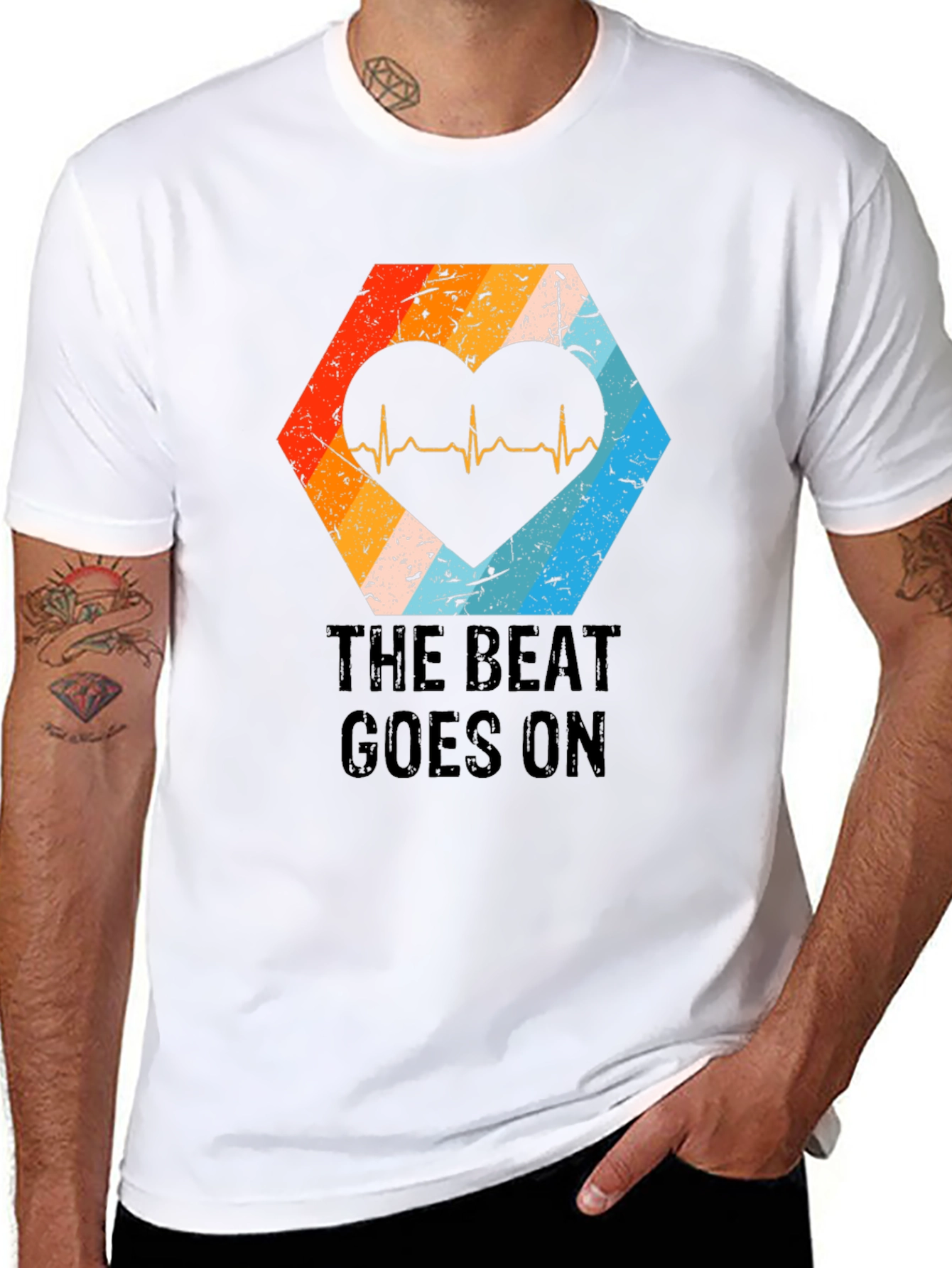 The Beat Goes On Heartbeat Graphic Tee
