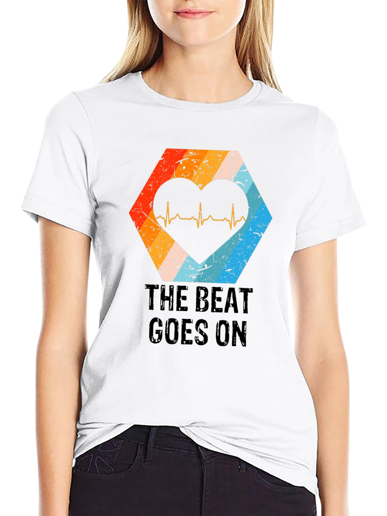 The Beat Goes On Heartbeat Graphic Tee