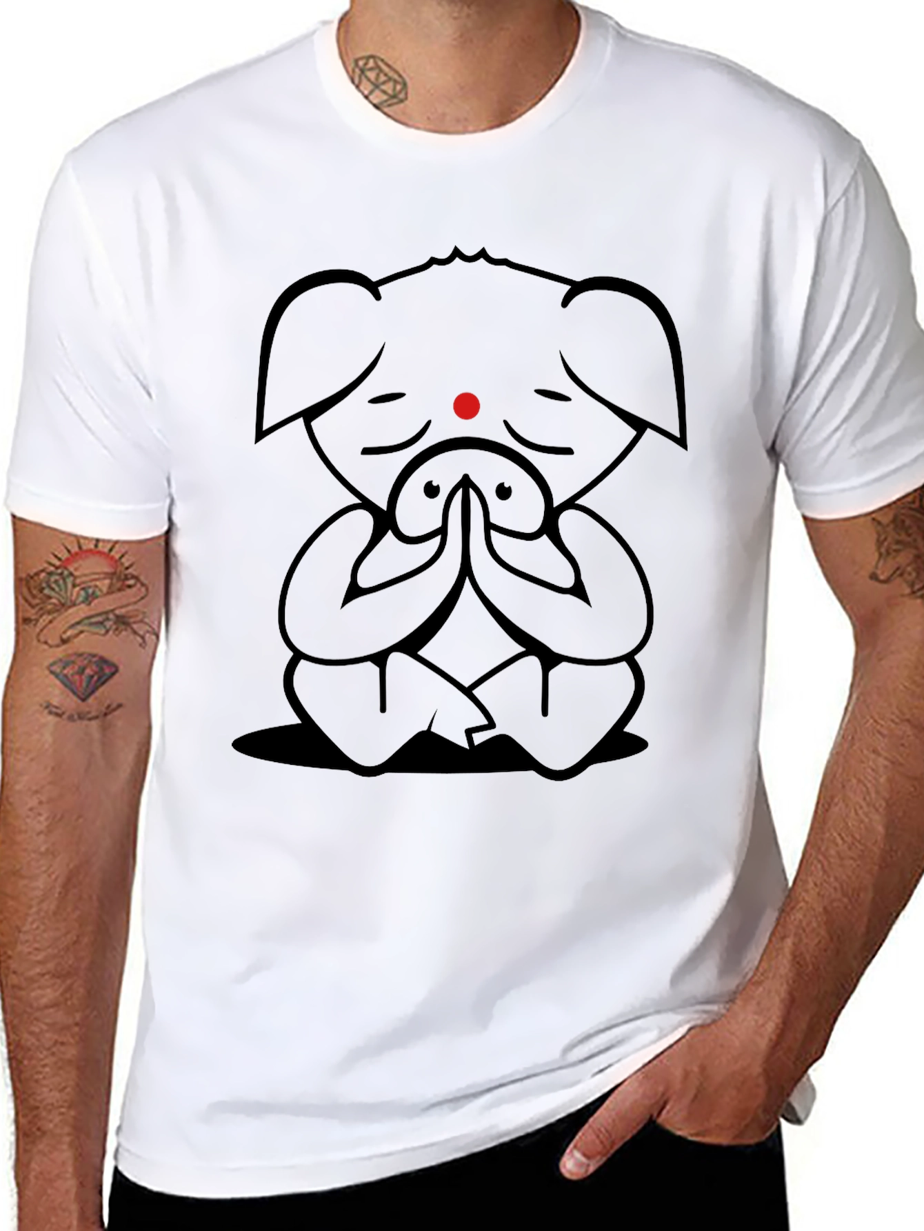 Meditating Pig Graphic Tee - Black