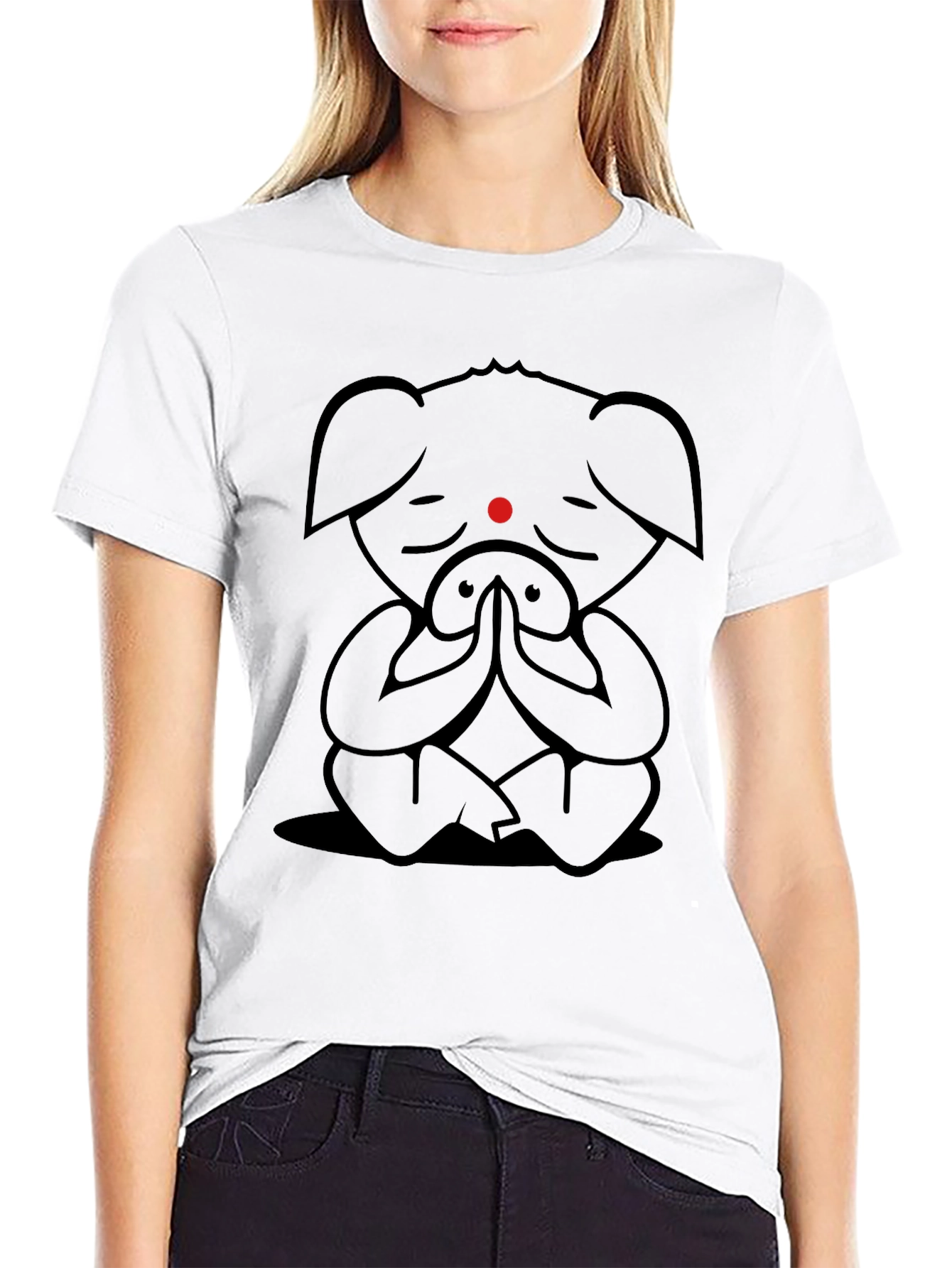Meditating Pig Graphic Tee - Black