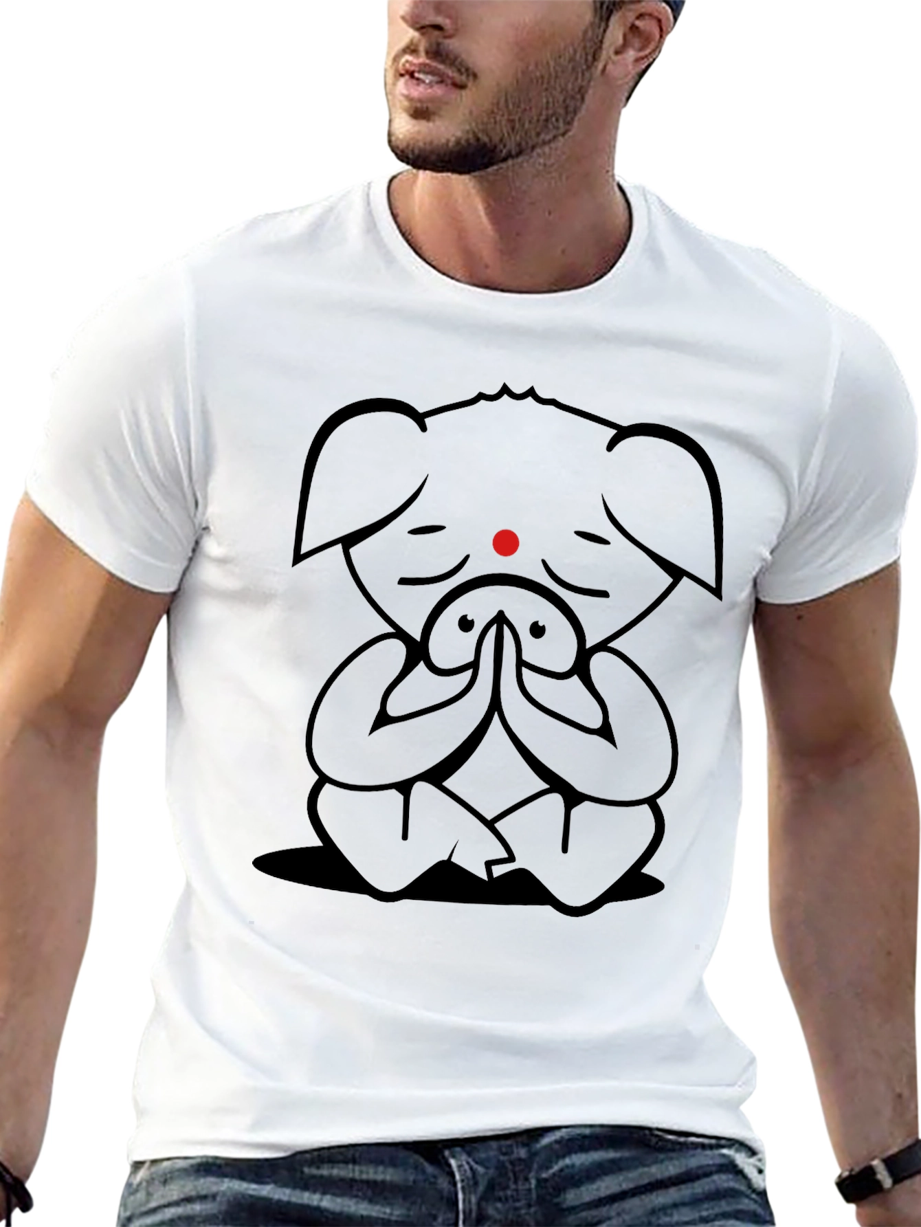 Meditating Pig Graphic Tee - Black