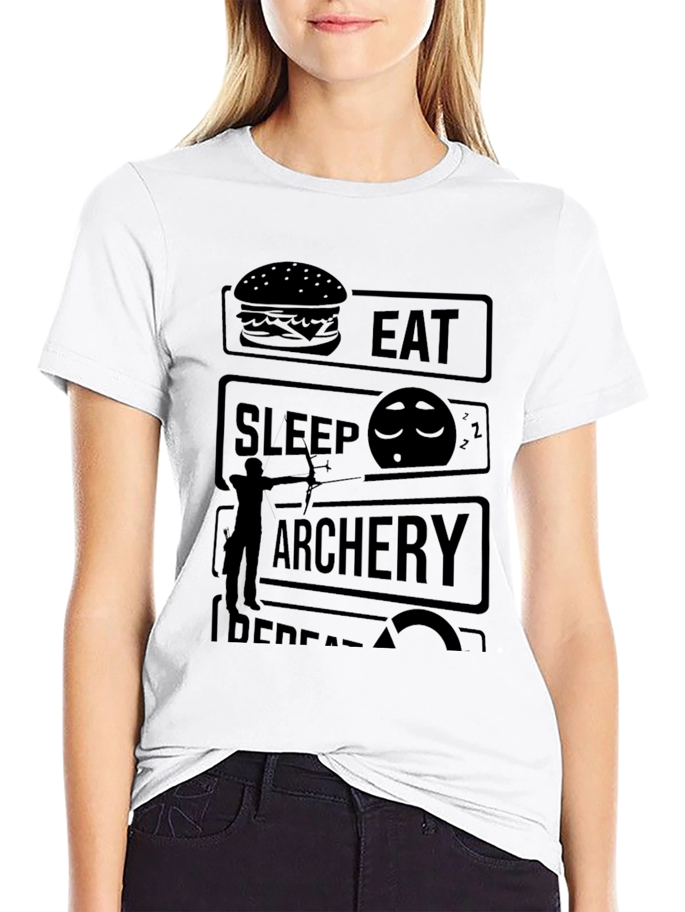 Eat Sleep Archery Repeat Black Graphic Tee
