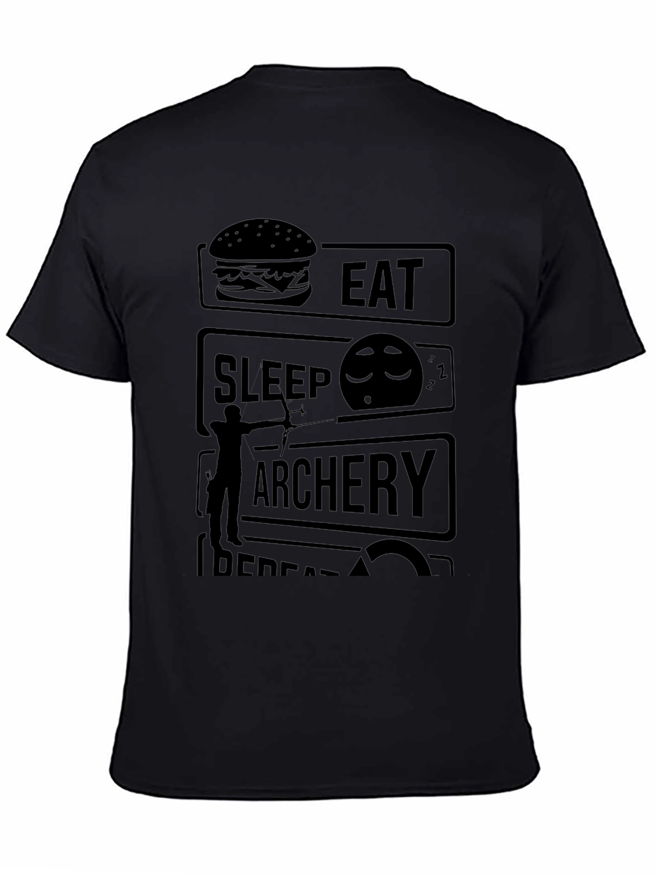 Eat Sleep Archery Repeat Black Graphic Tee
