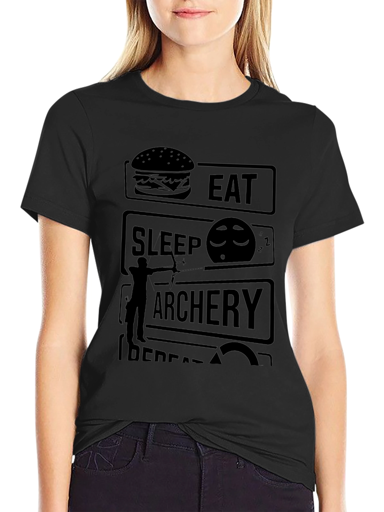 Eat Sleep Archery Repeat Black Graphic Tee