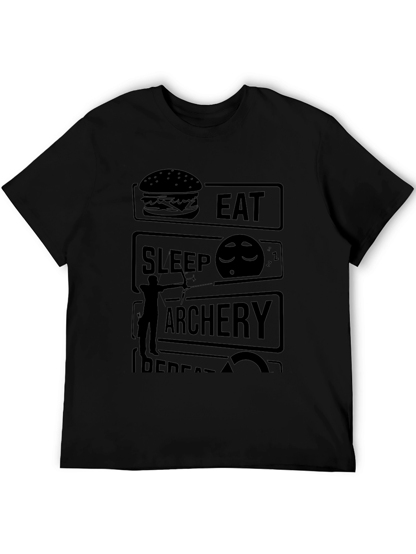 Eat Sleep Archery Repeat Black Graphic Tee