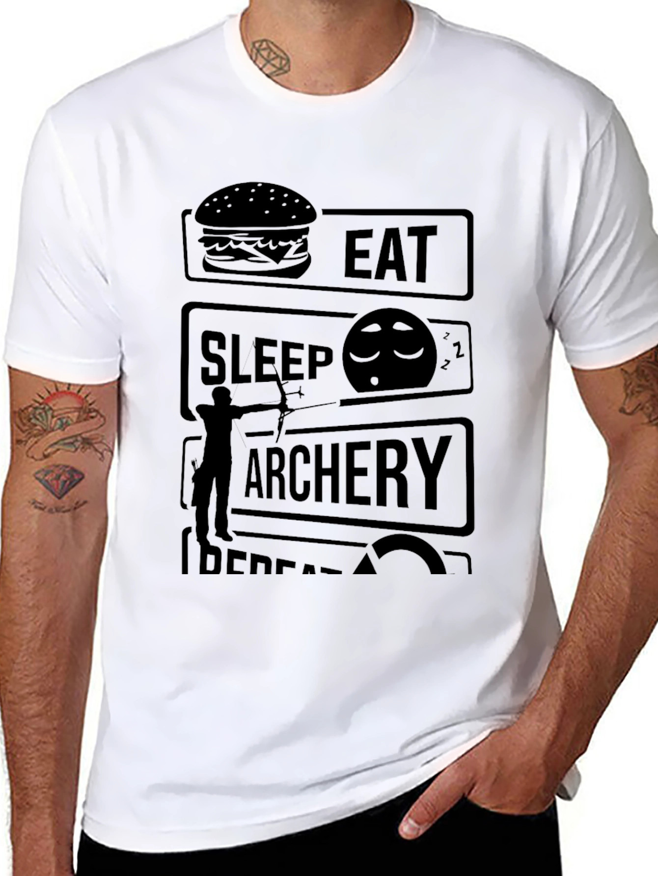 Eat Sleep Archery Repeat Black Graphic Tee