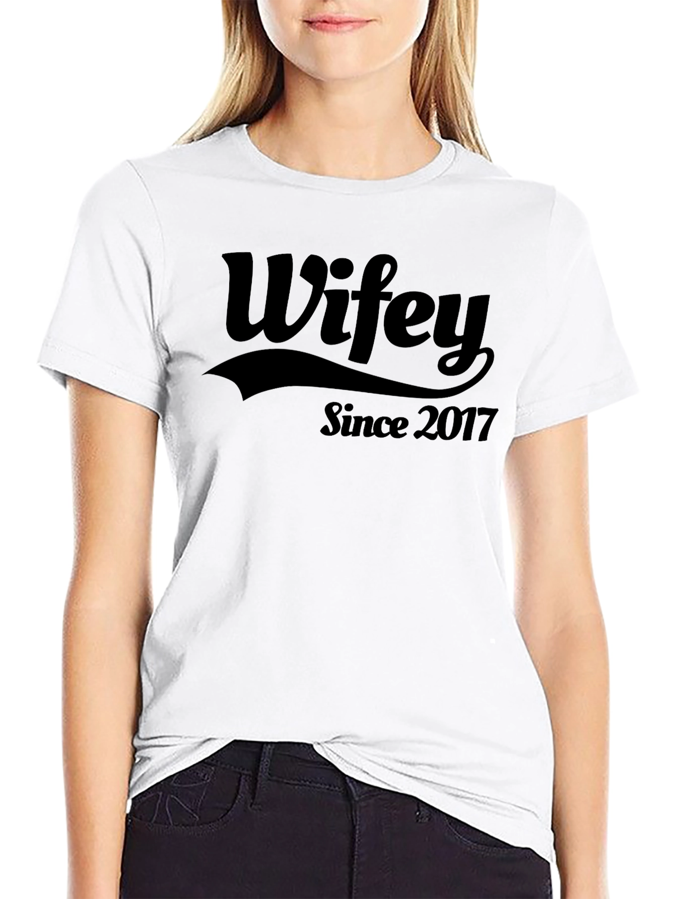 Wifey Since 2017 Graphic Tee - Black T-Shirt