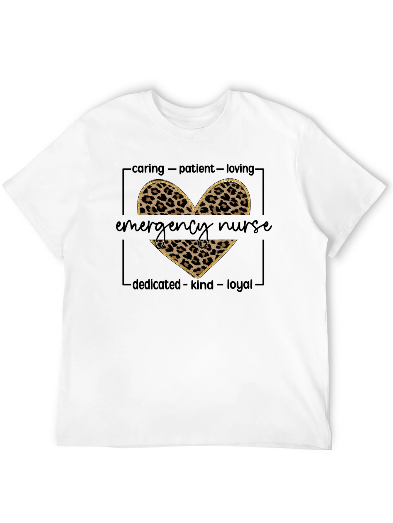 Emergency Nurse Leopard Print Heart T-Shirt