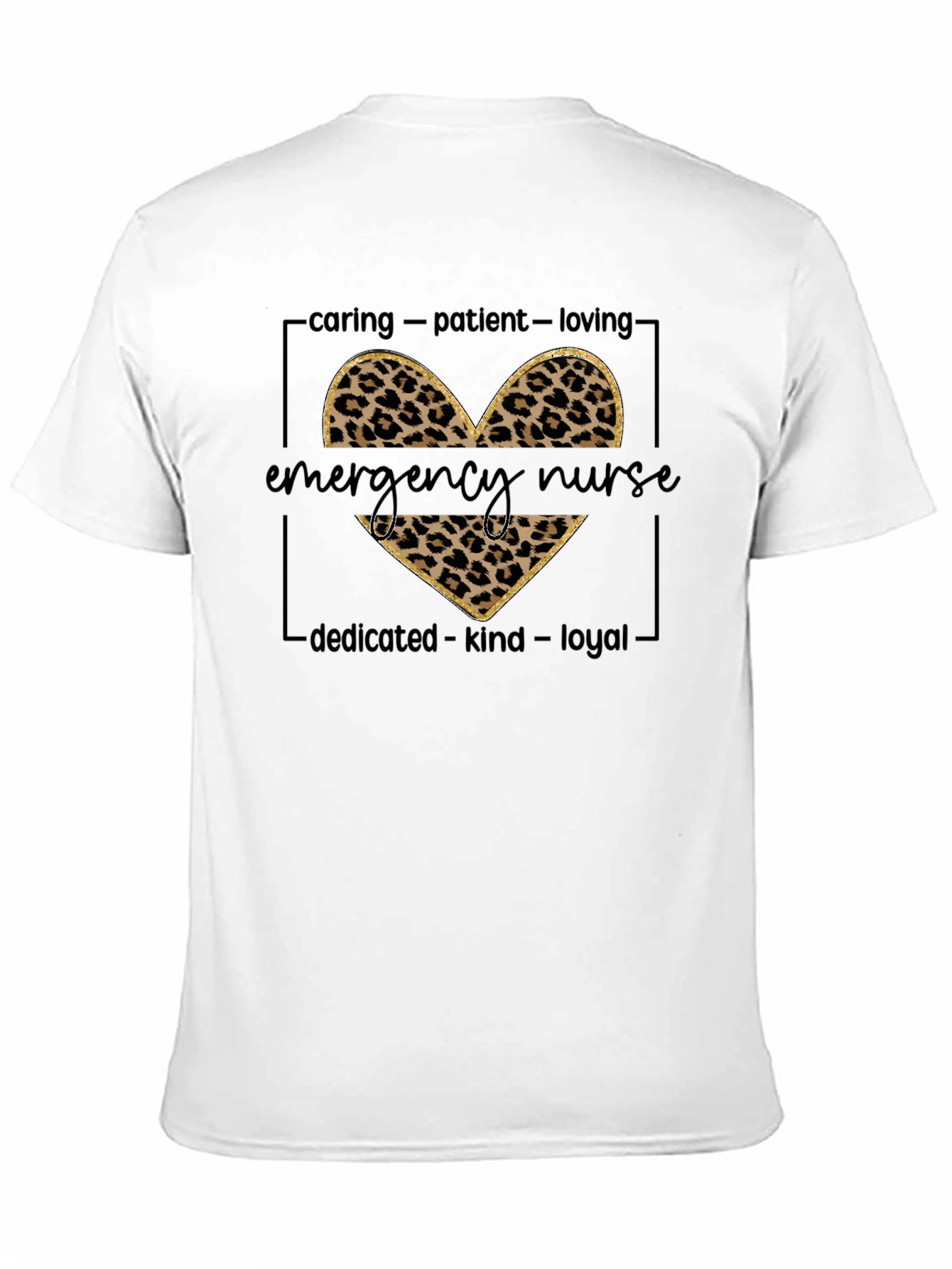 Emergency Nurse Leopard Print Heart T-Shirt