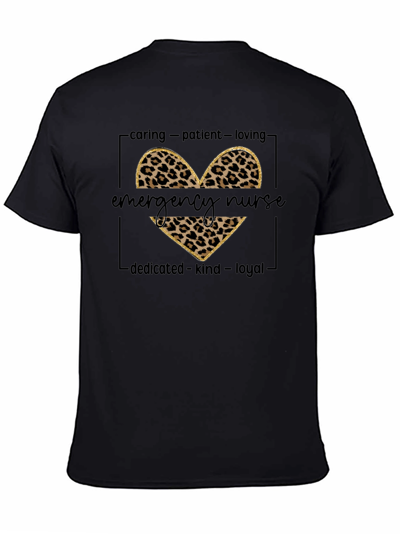 Emergency Nurse Leopard Print Heart T-Shirt