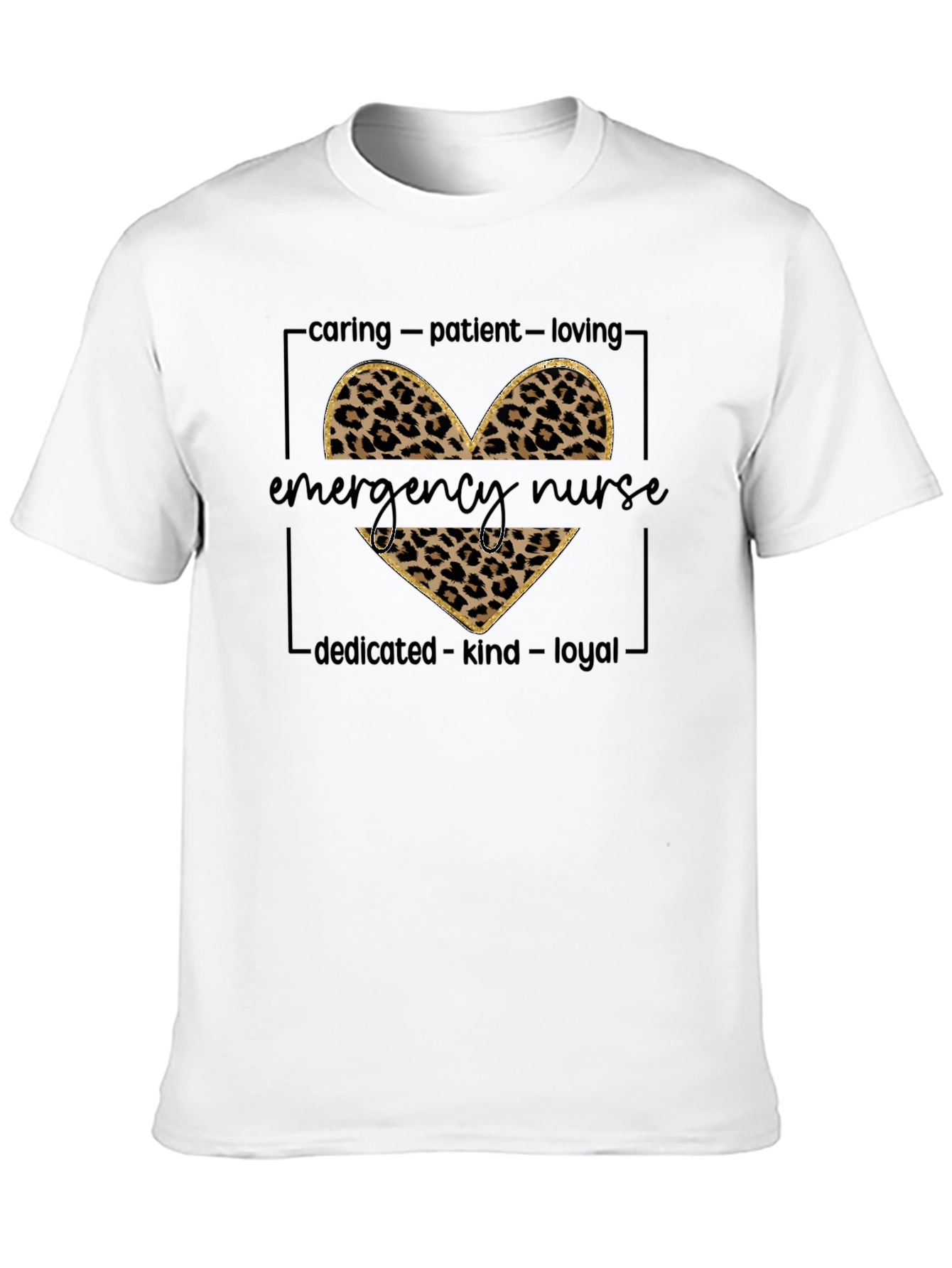 Emergency Nurse Leopard Print Heart T-Shirt