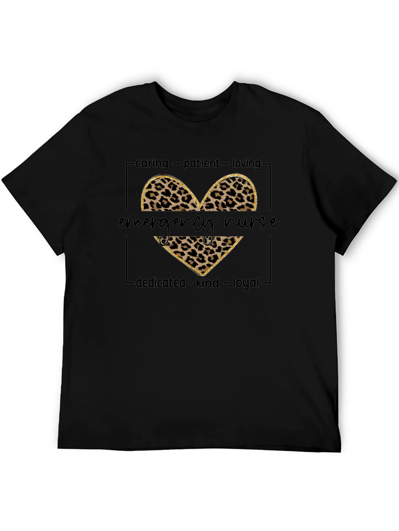 Emergency Nurse Leopard Print Heart T-Shirt